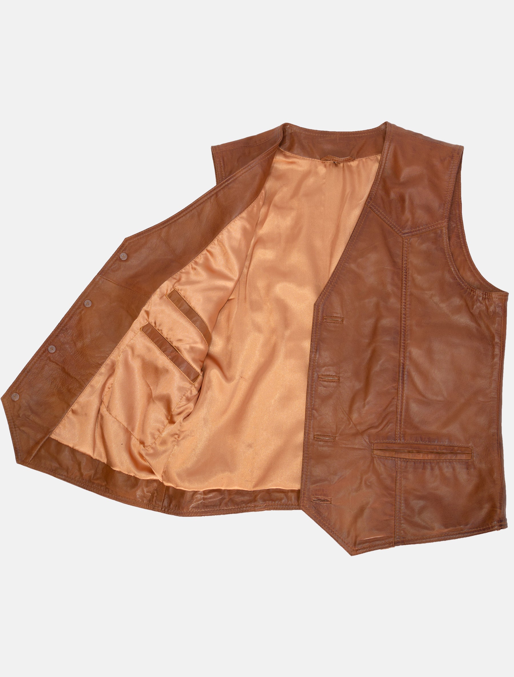 Herren Lederweste aus weichem Lammnappa Leder - Ludwig in dark cognac