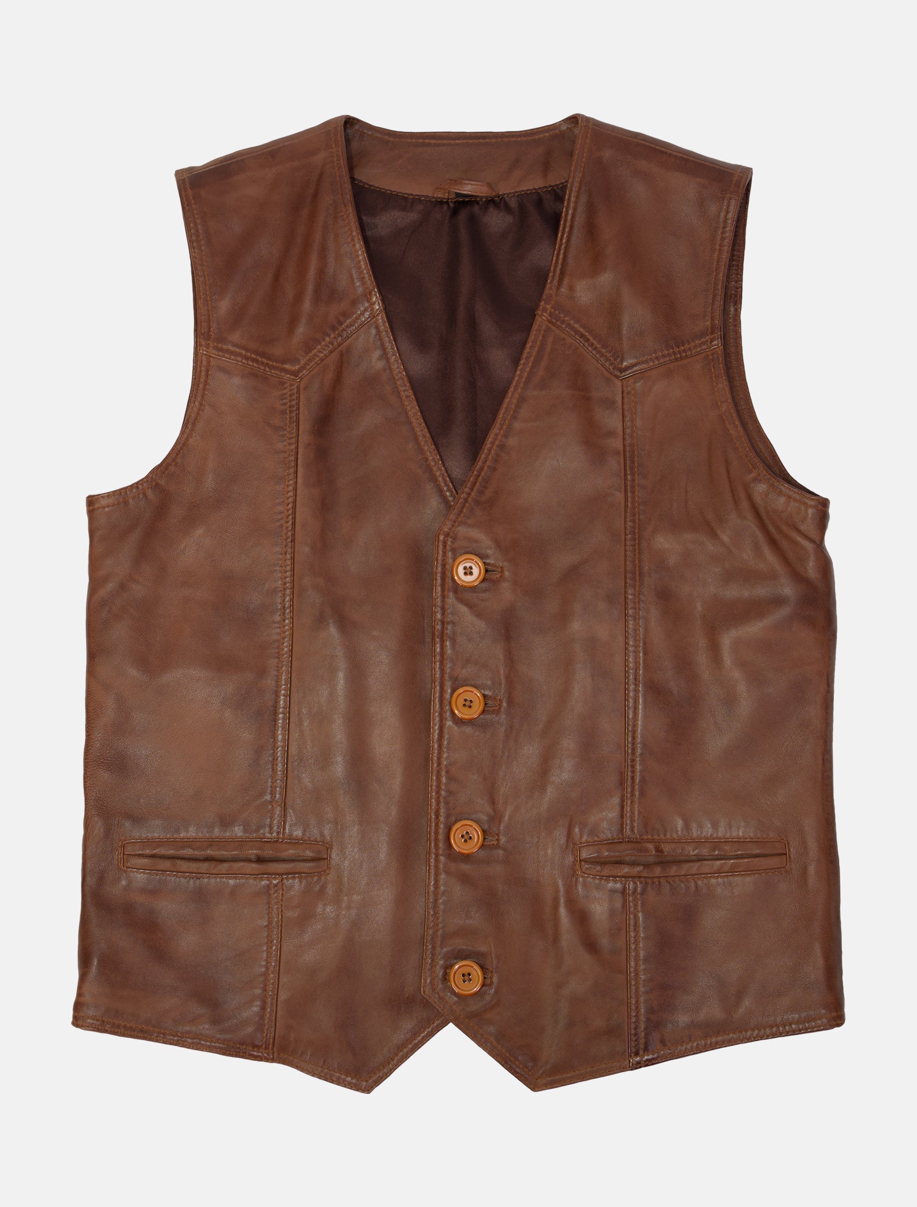Herren Lederweste aus weichem Lammnappa Leder - Ludwig in mokka