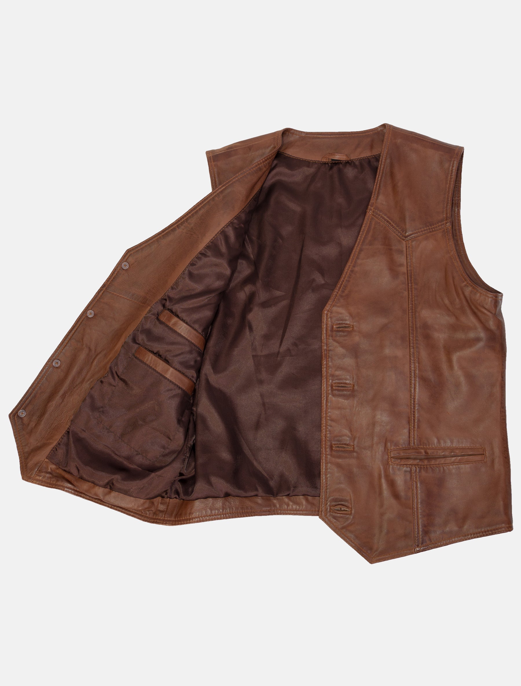 Herren Lederweste aus weichem Lammnappa Leder - Ludwig in mokka