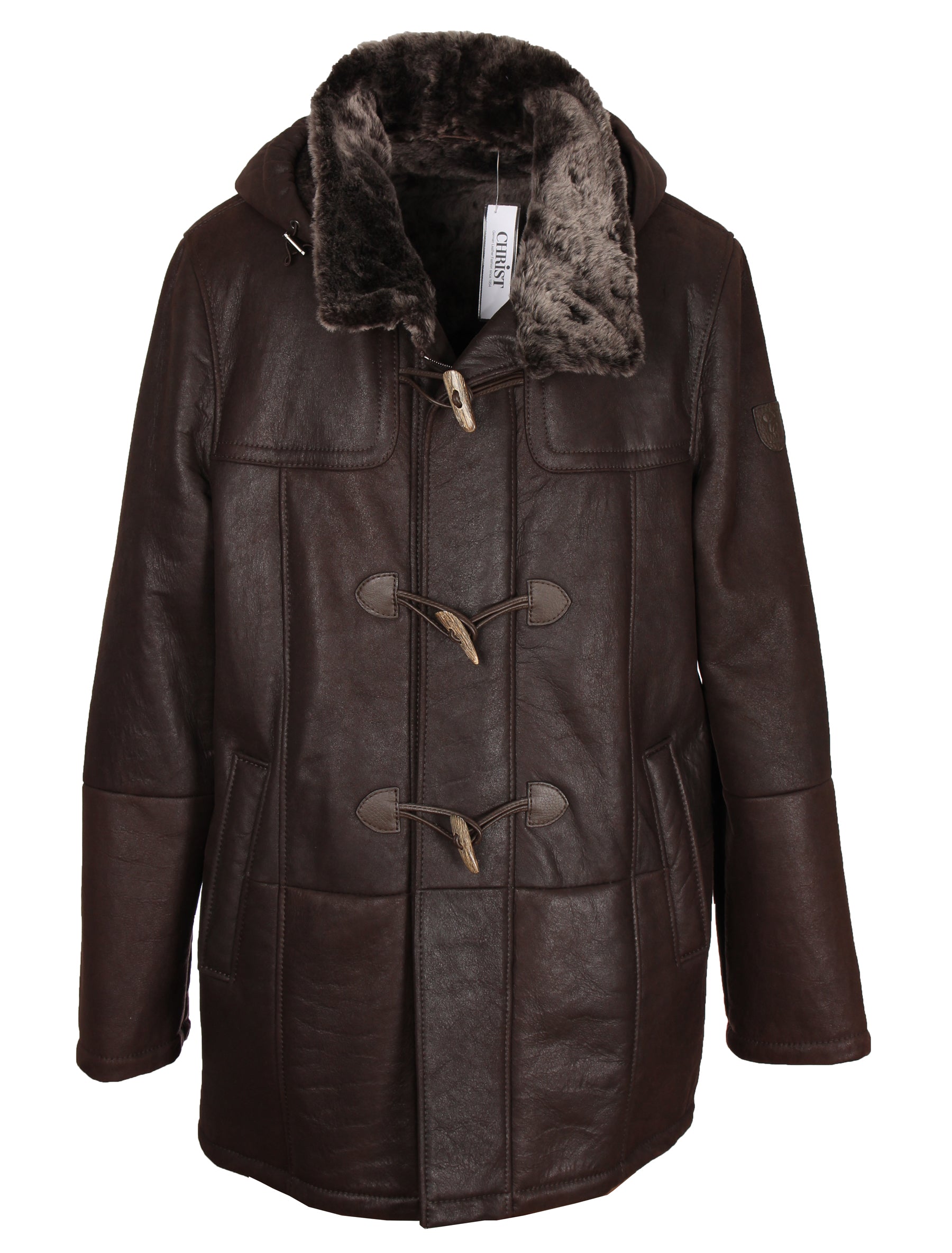 Werner Christ Lammfelljacke mit Kapuze - Lukas in braun