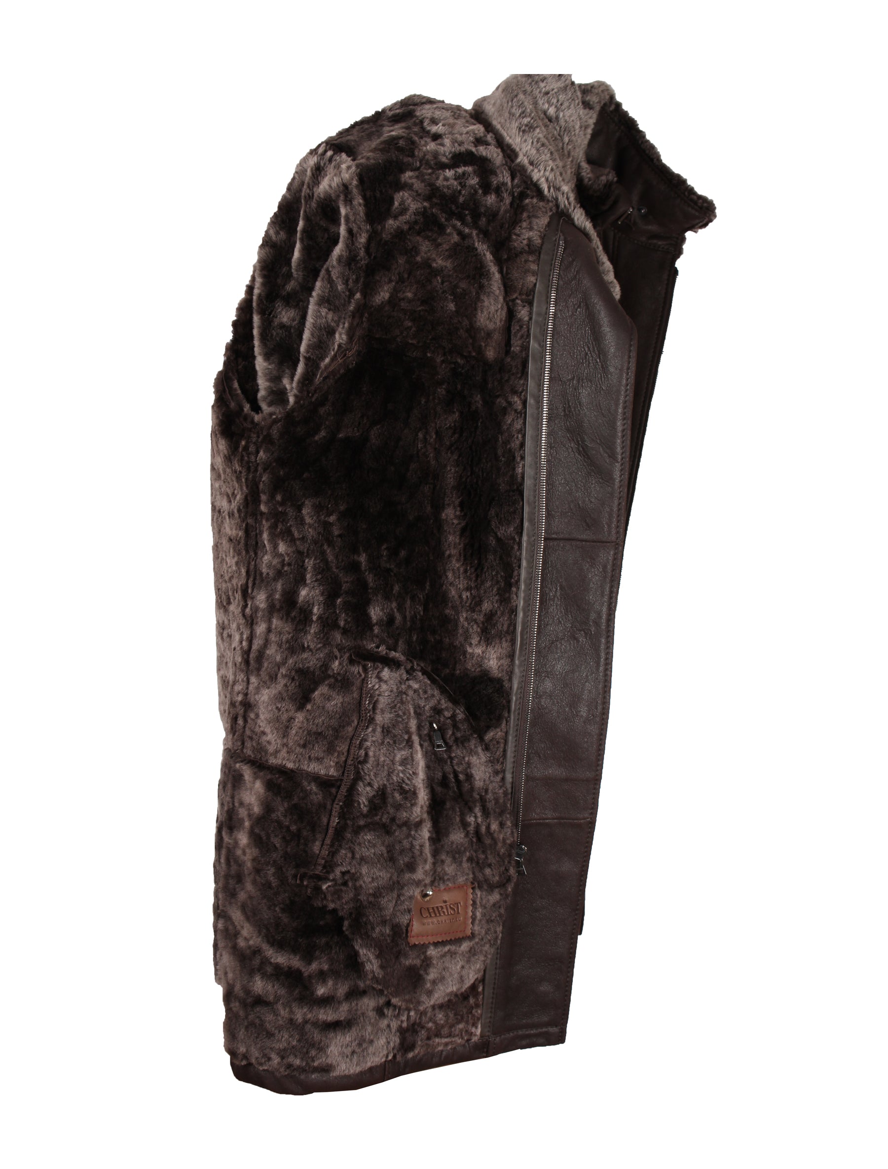 Werner Christ Lammfelljacke mit Kapuze - Lukas in braun