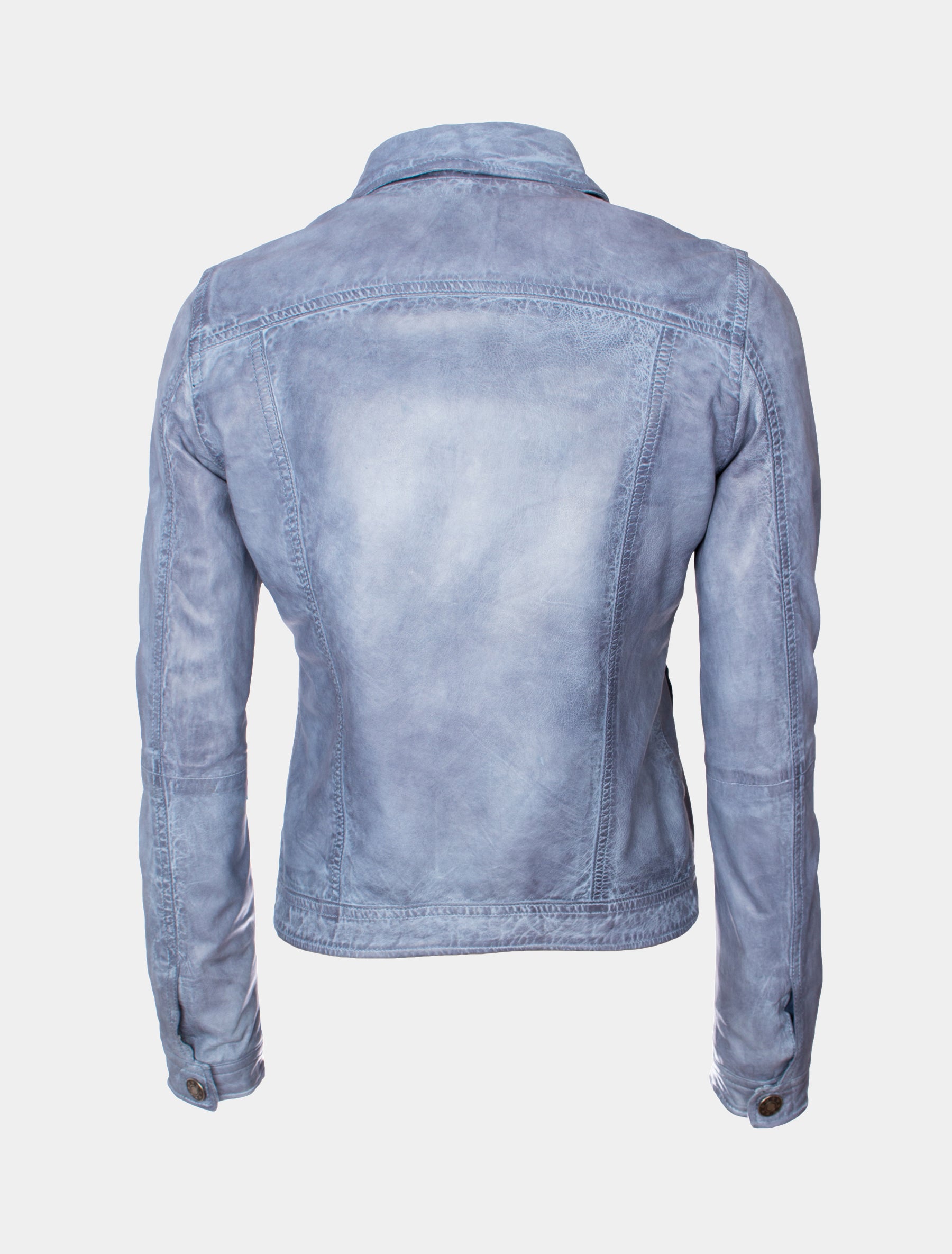 Damen Lederjacke mit Knopfverschluss im Used Look - Janette in denim blau