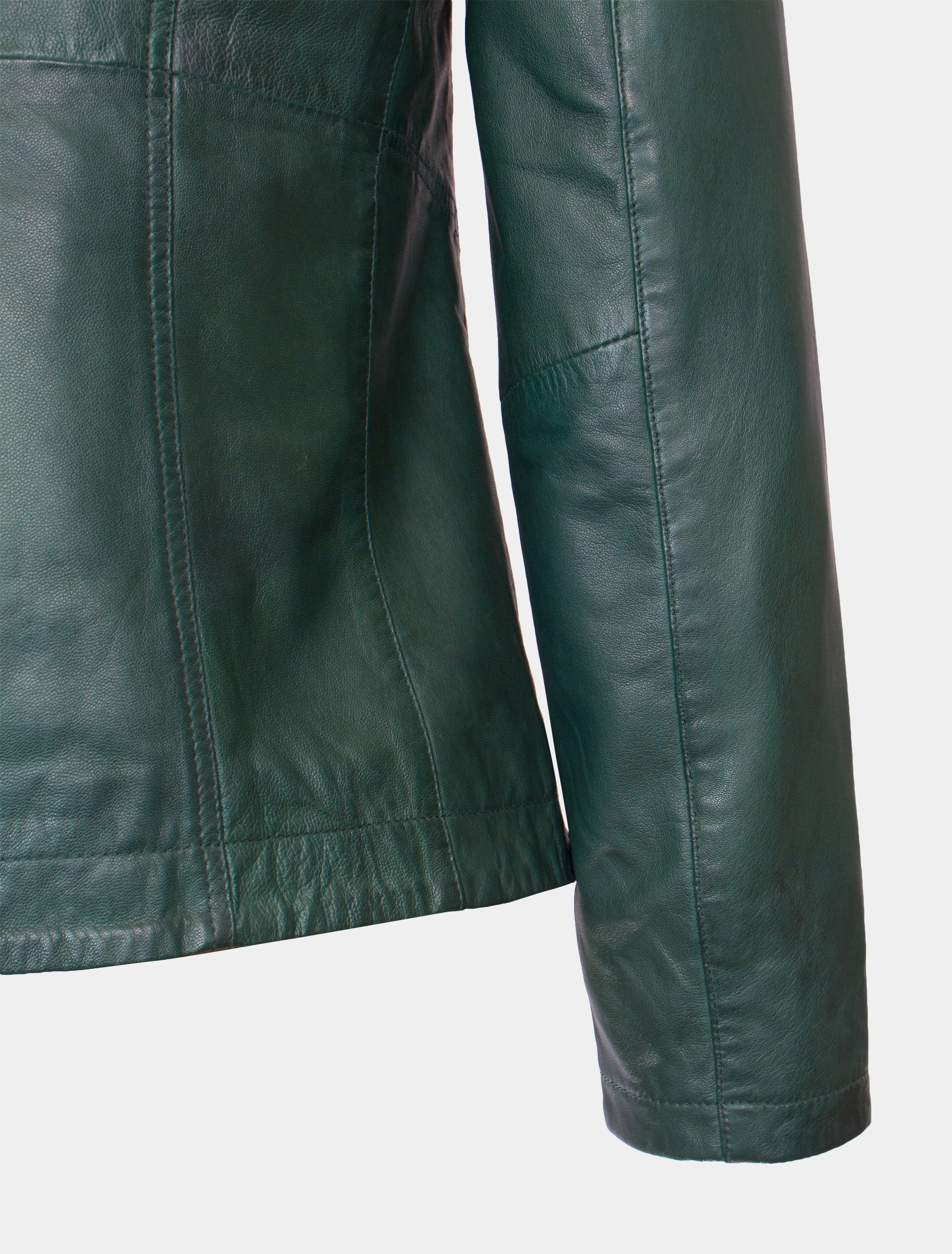 Klassische, mittellange Damen Lederjacke - Paulina in bottle green