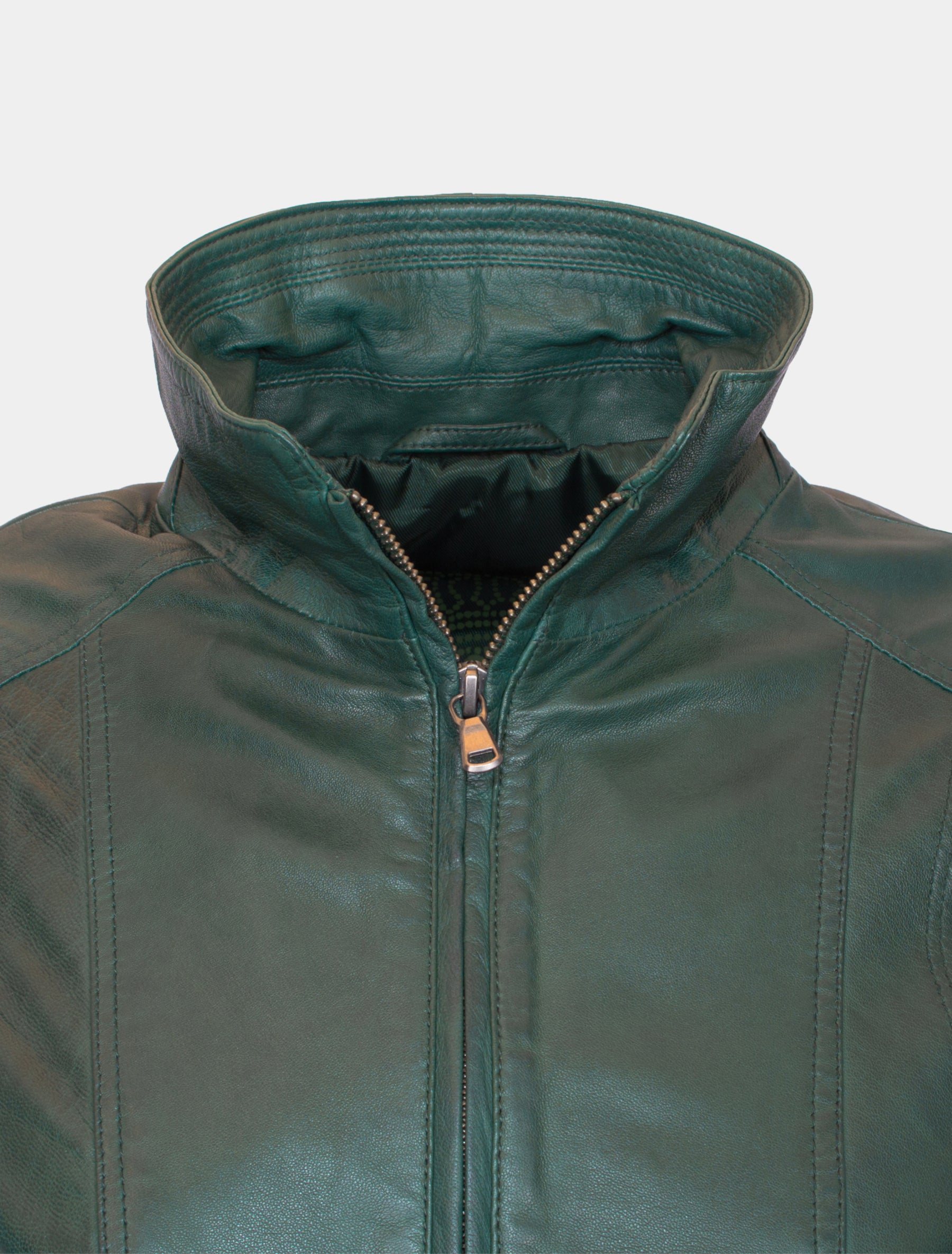 Klassische, mittellange Damen Lederjacke - Paulina in bottle green