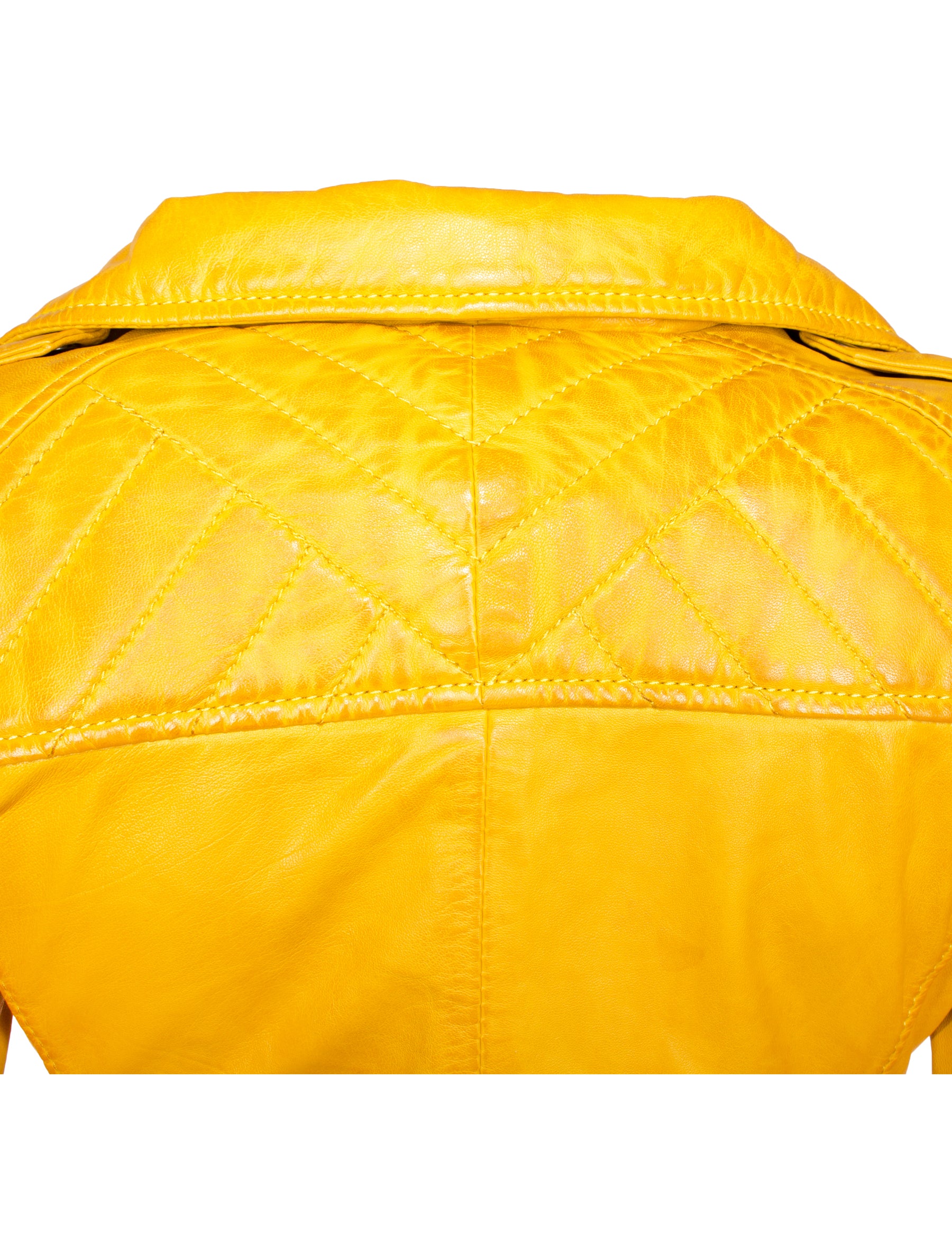 Damen Lederjacke im Bikerstil aus Lammleder - 1123 in gelb