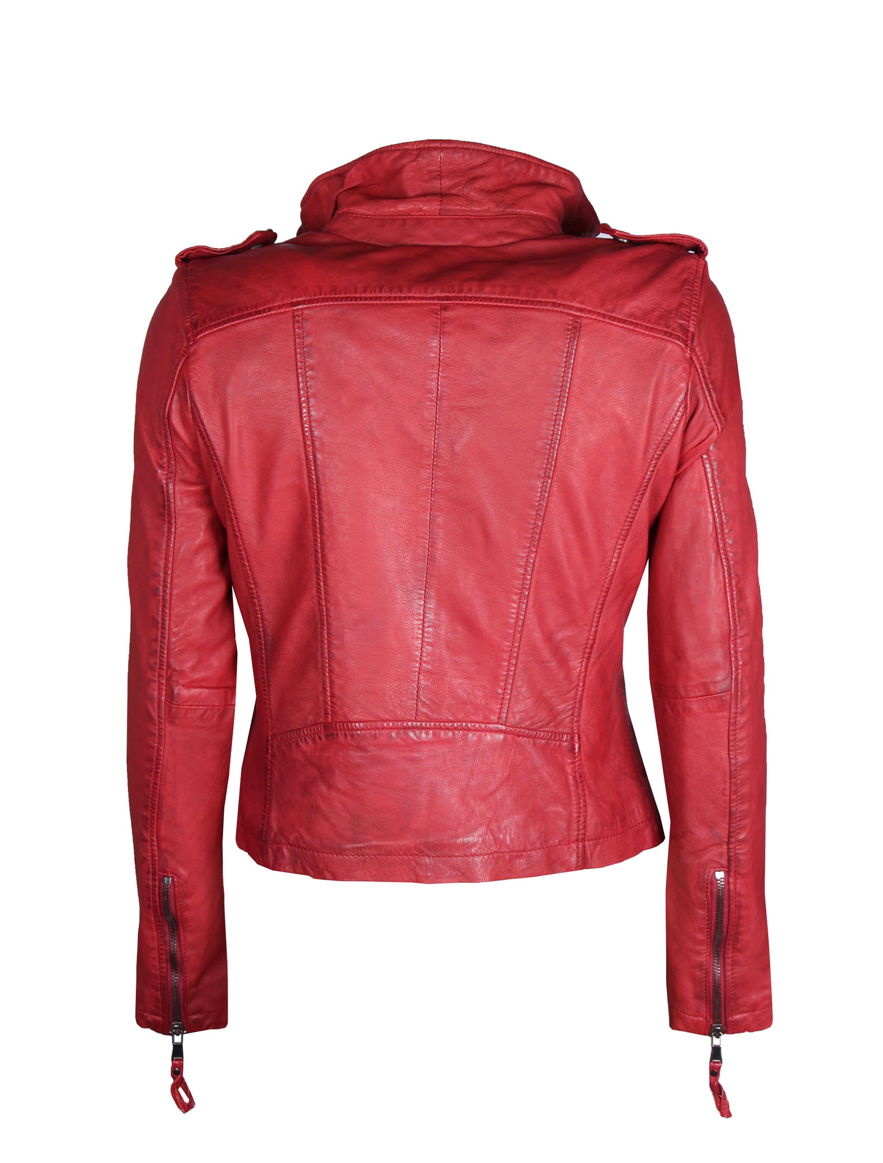 Kurze Damen Bikerjacke von MDK - Claudia in rot