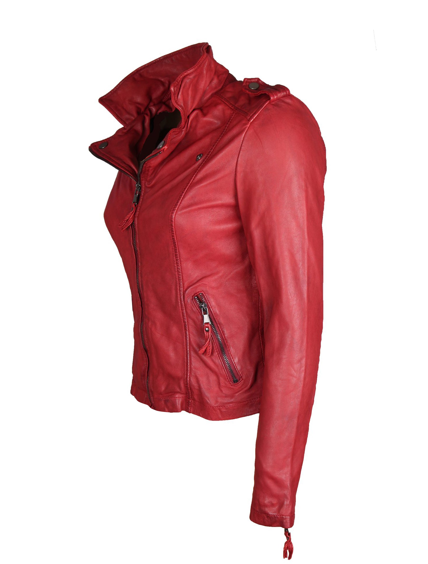 Kurze Damen Bikerjacke von MDK - Claudia in rot