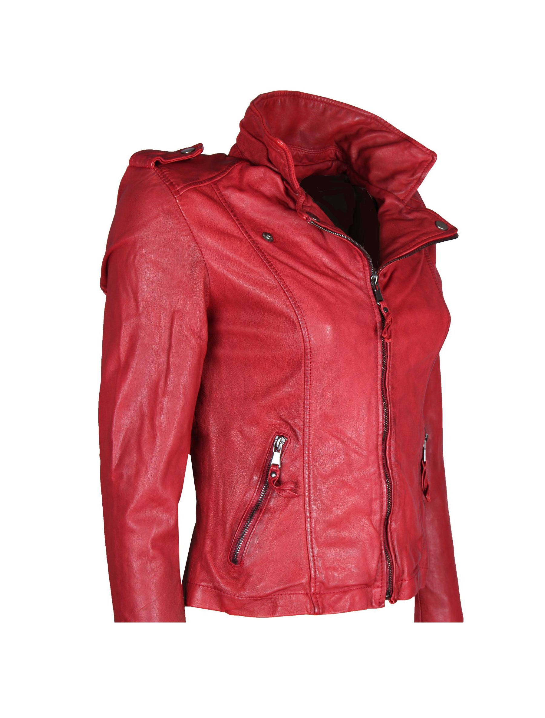 Kurze Damen Bikerjacke von MDK - Claudia in rot