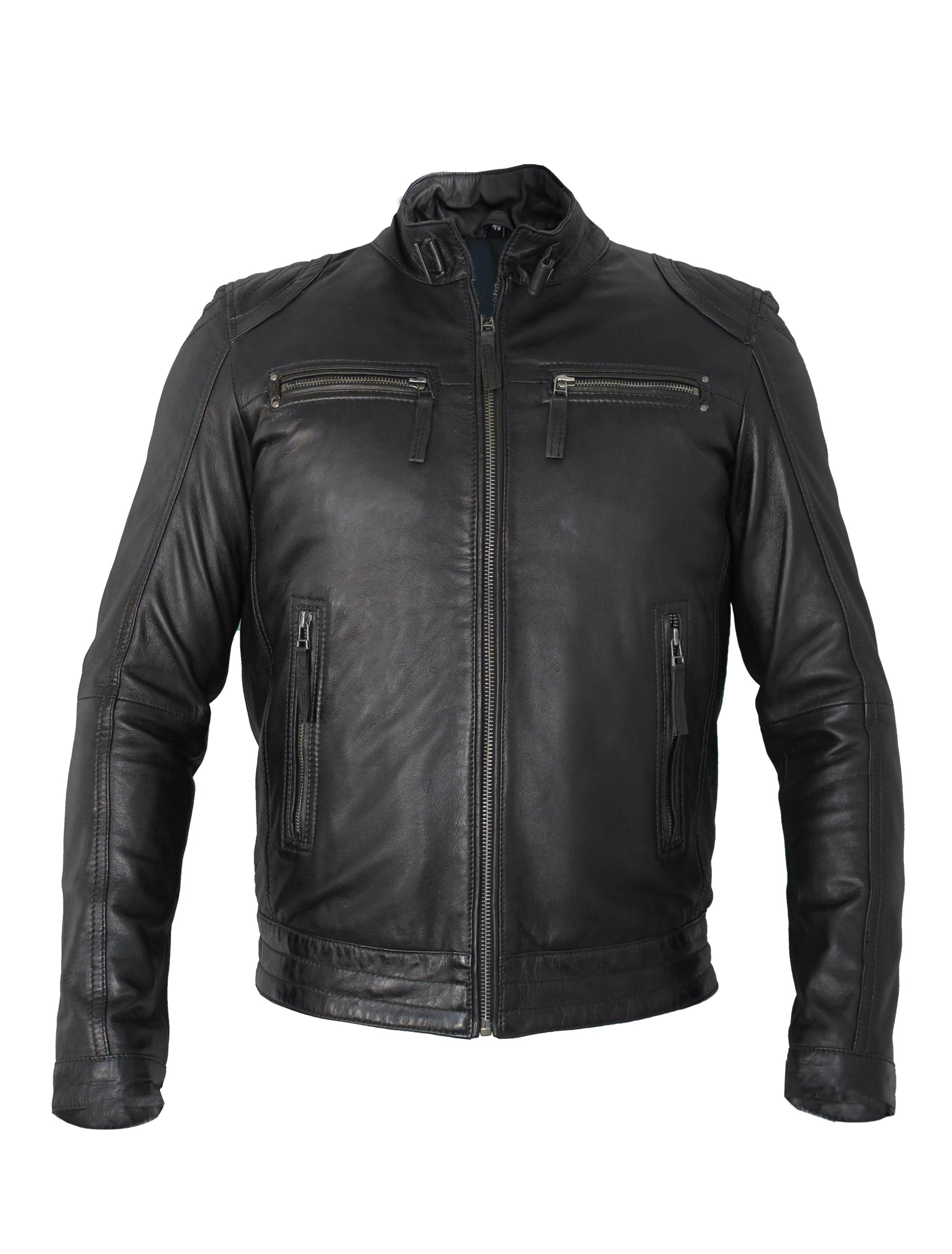 Sportliche Herren Lederjacke im Biker-Look - Doddy in schwarz