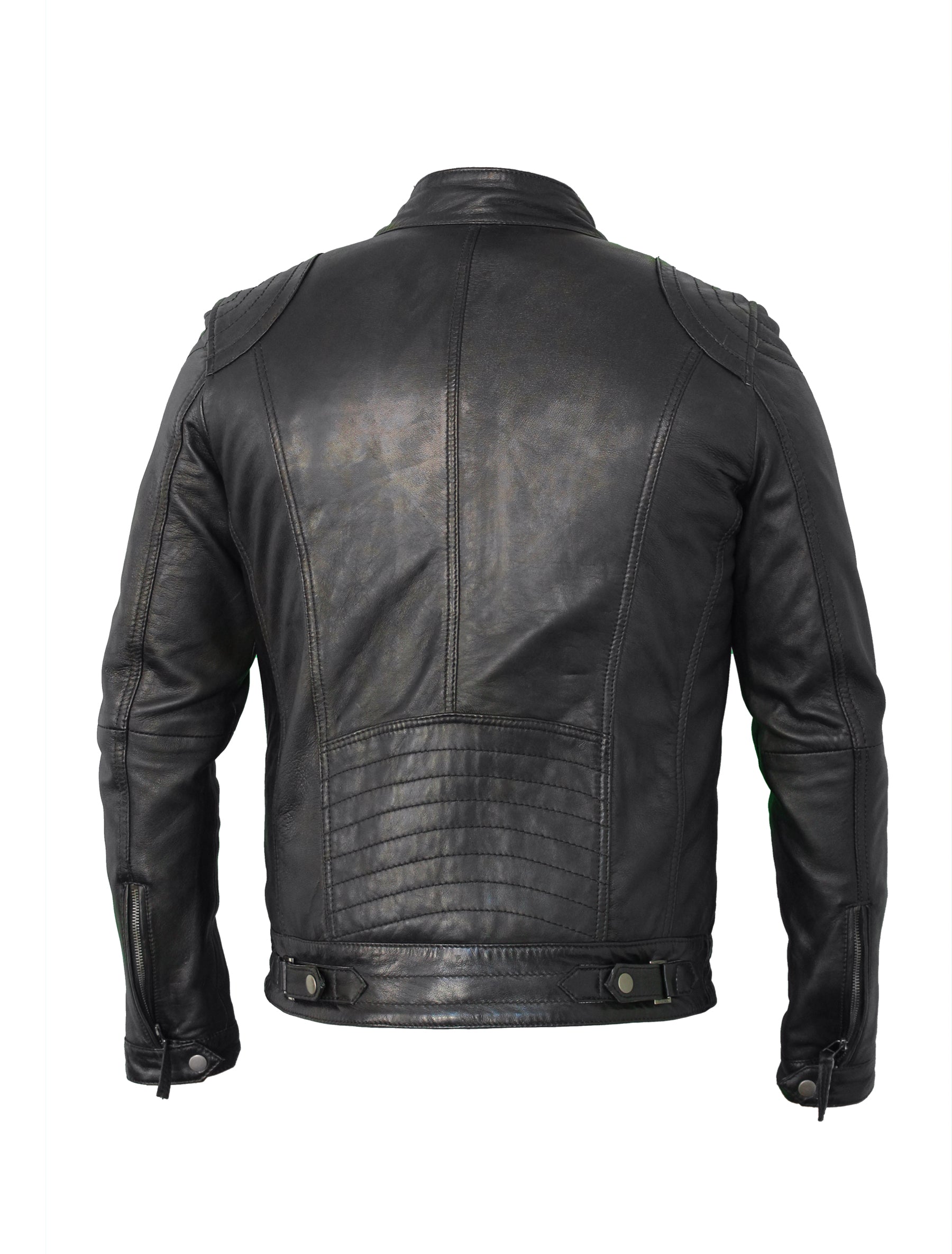 Sportliche Herren Lederjacke im Biker-Look - Doddy in schwarz