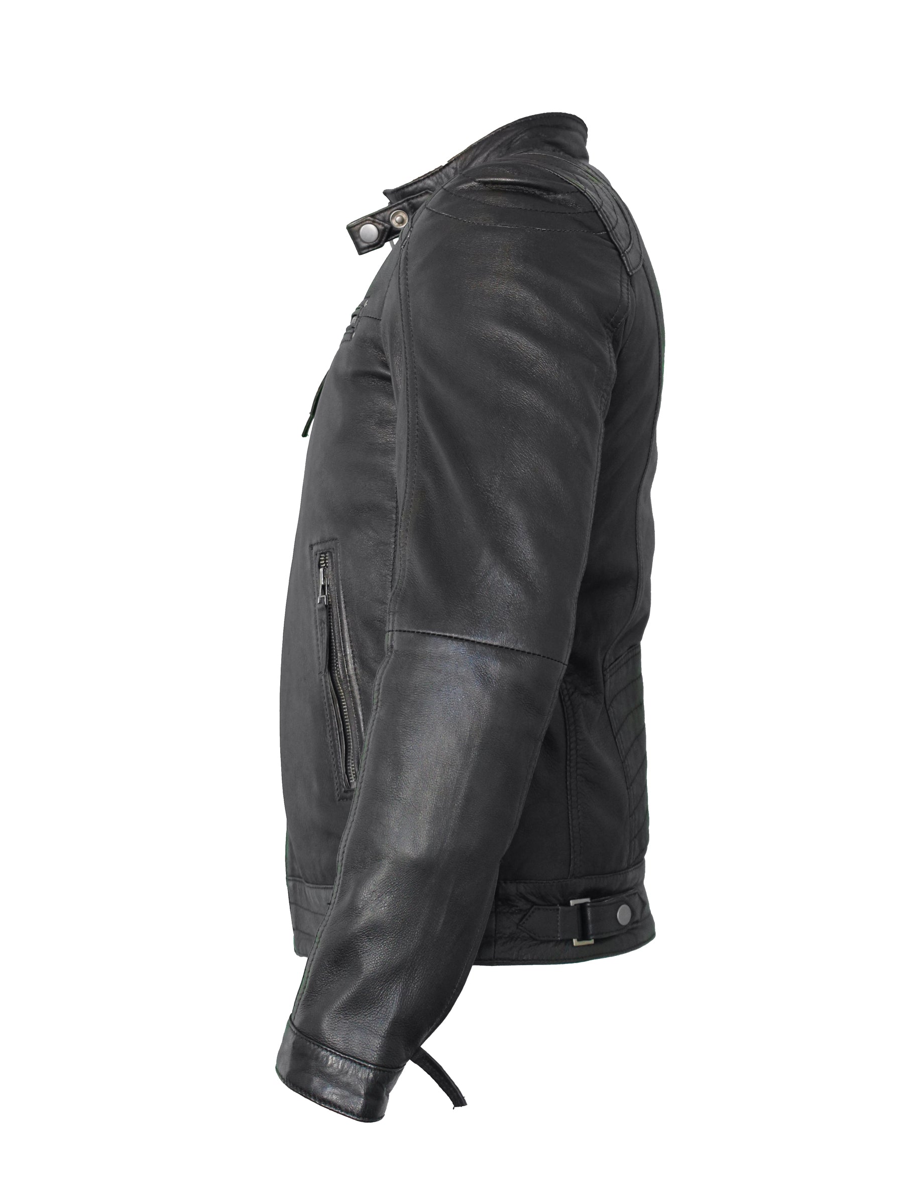 Sportliche Herren Lederjacke im Biker-Look - Doddy in schwarz