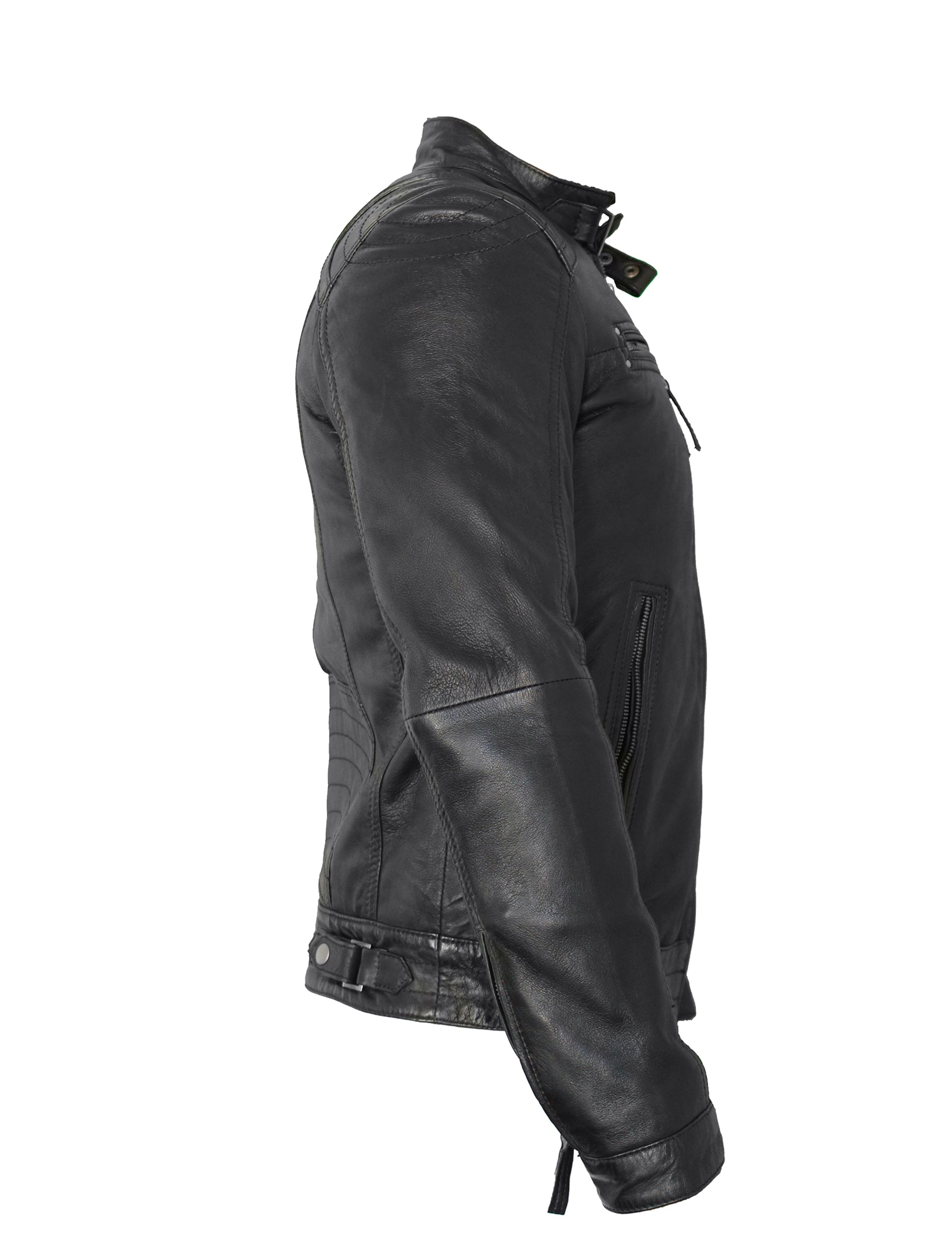 Sportliche Herren Lederjacke im Biker-Look - Doddy in schwarz