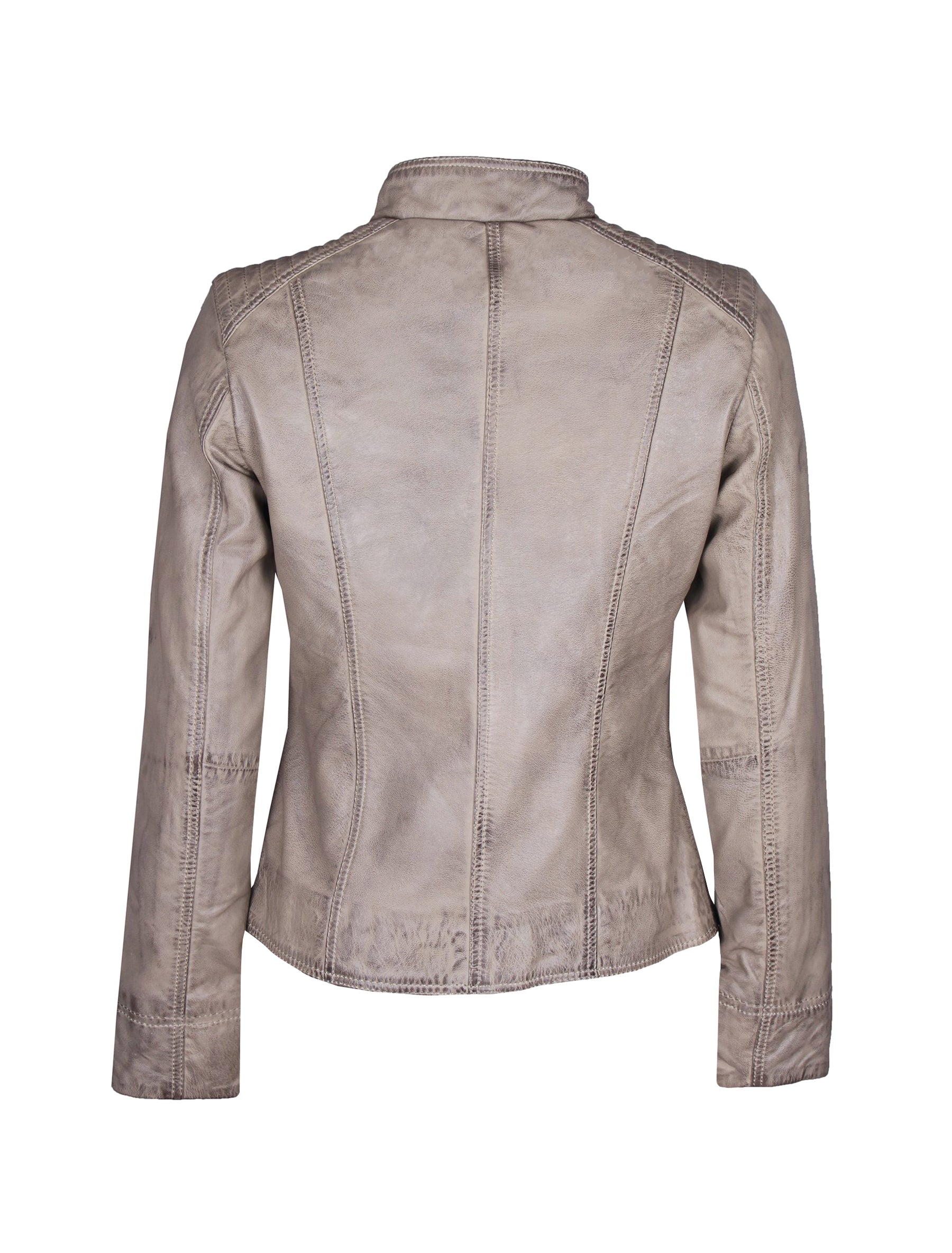 Damen Lederjacke im Biker-Look aus Lammleder - Goa in beton