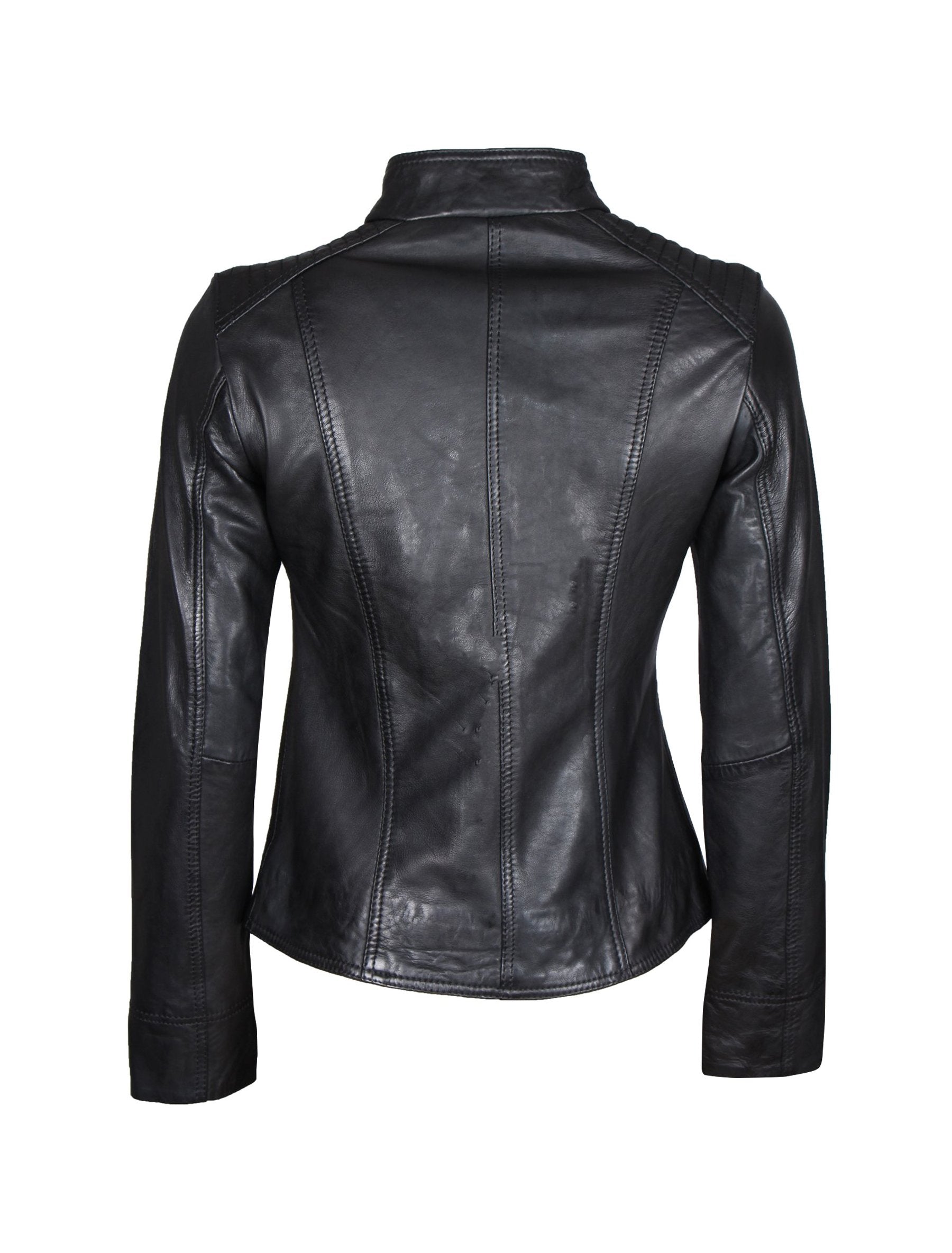 Damen Lederjacke im Biker-Look aus Lammleder - Goa in schwarz