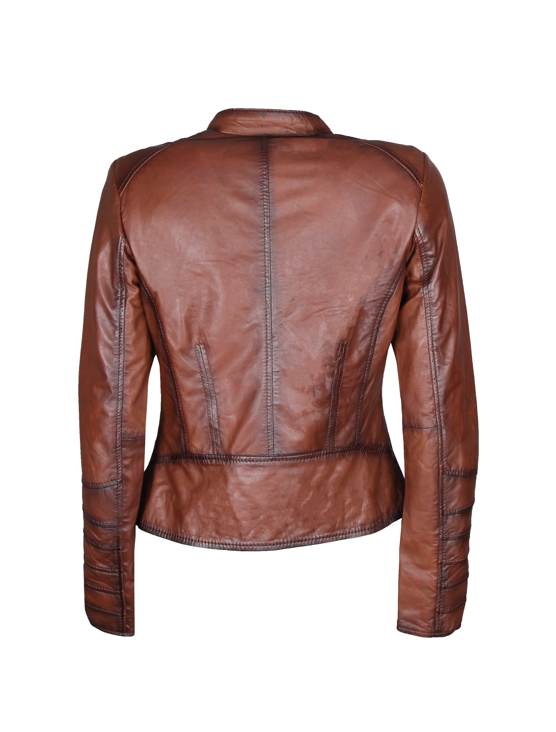 Damen Lederjacke aus Lammleder im Vintage-Look - Nena in braun