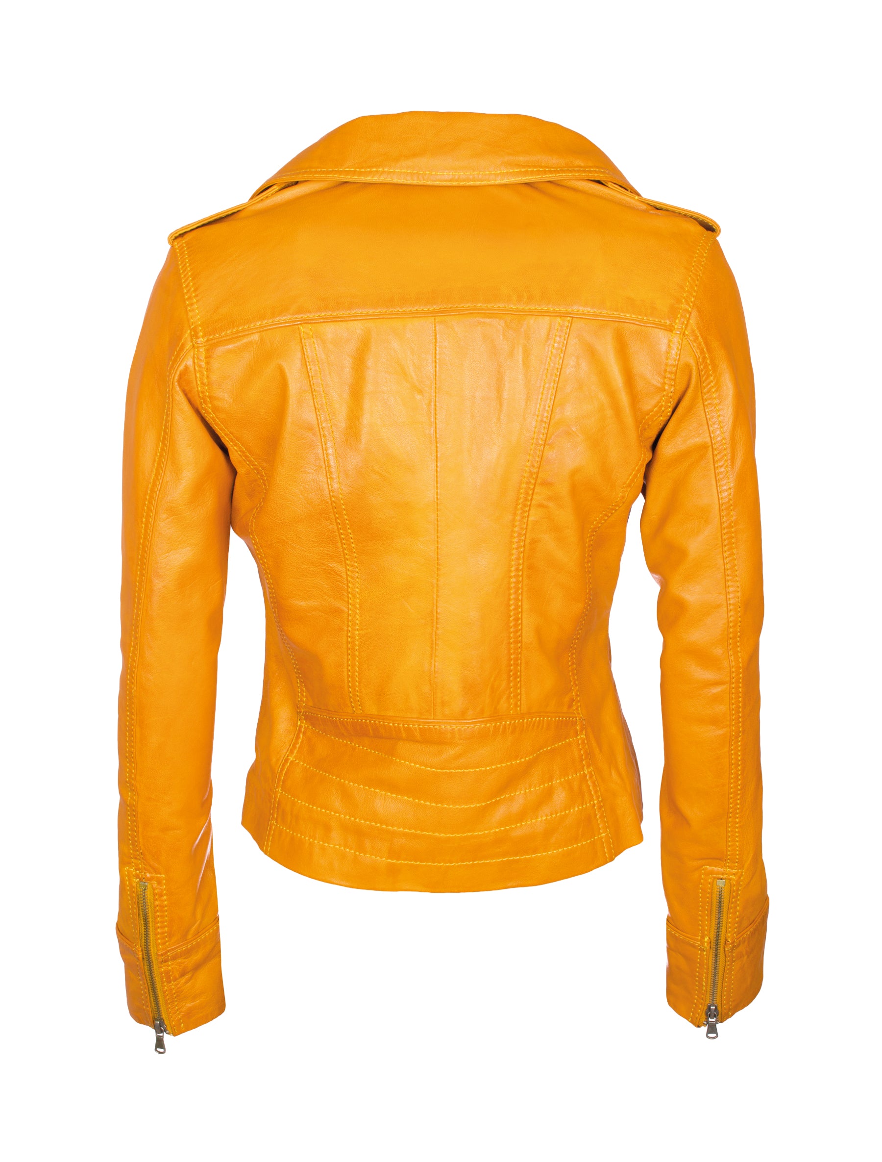 Kurze Damen Lederjacke mit Umlegekragen - Zoia in mustard (senf gelb)