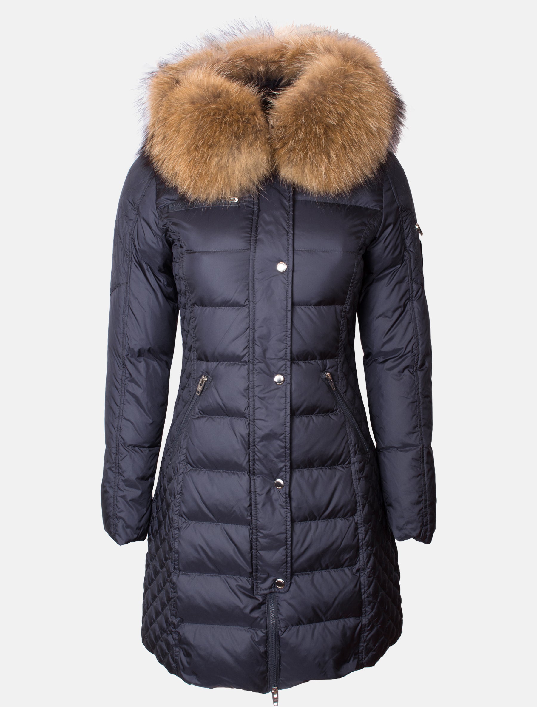 Damen Daunenmantel mit abnehmbarer Echtfell Kapuze - Beam in eclipse/natural