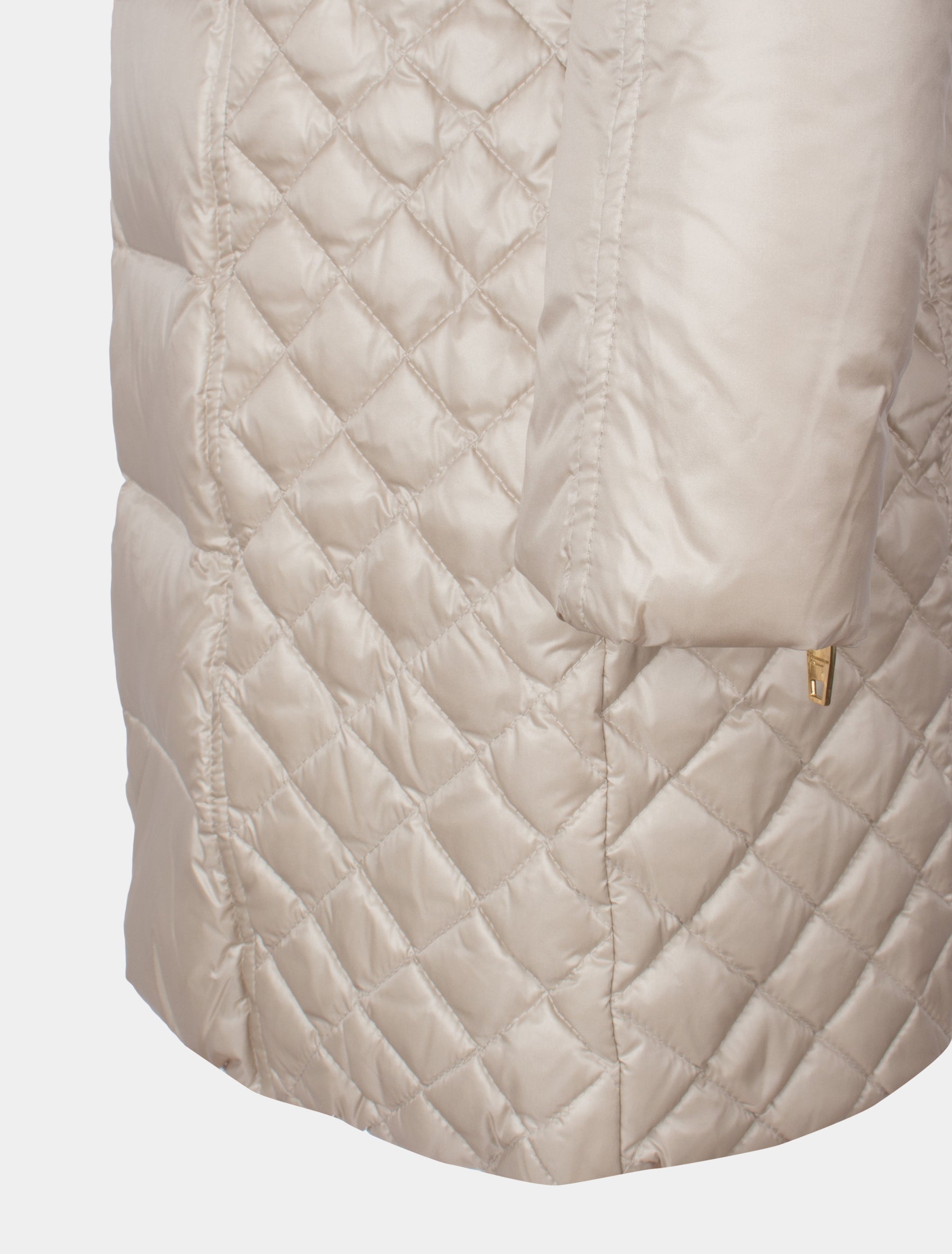 Damen Daunenmantel lange Daunenjacke mit abnehmbarer Echtfell Kapuze - Ciara in light beige/bleached