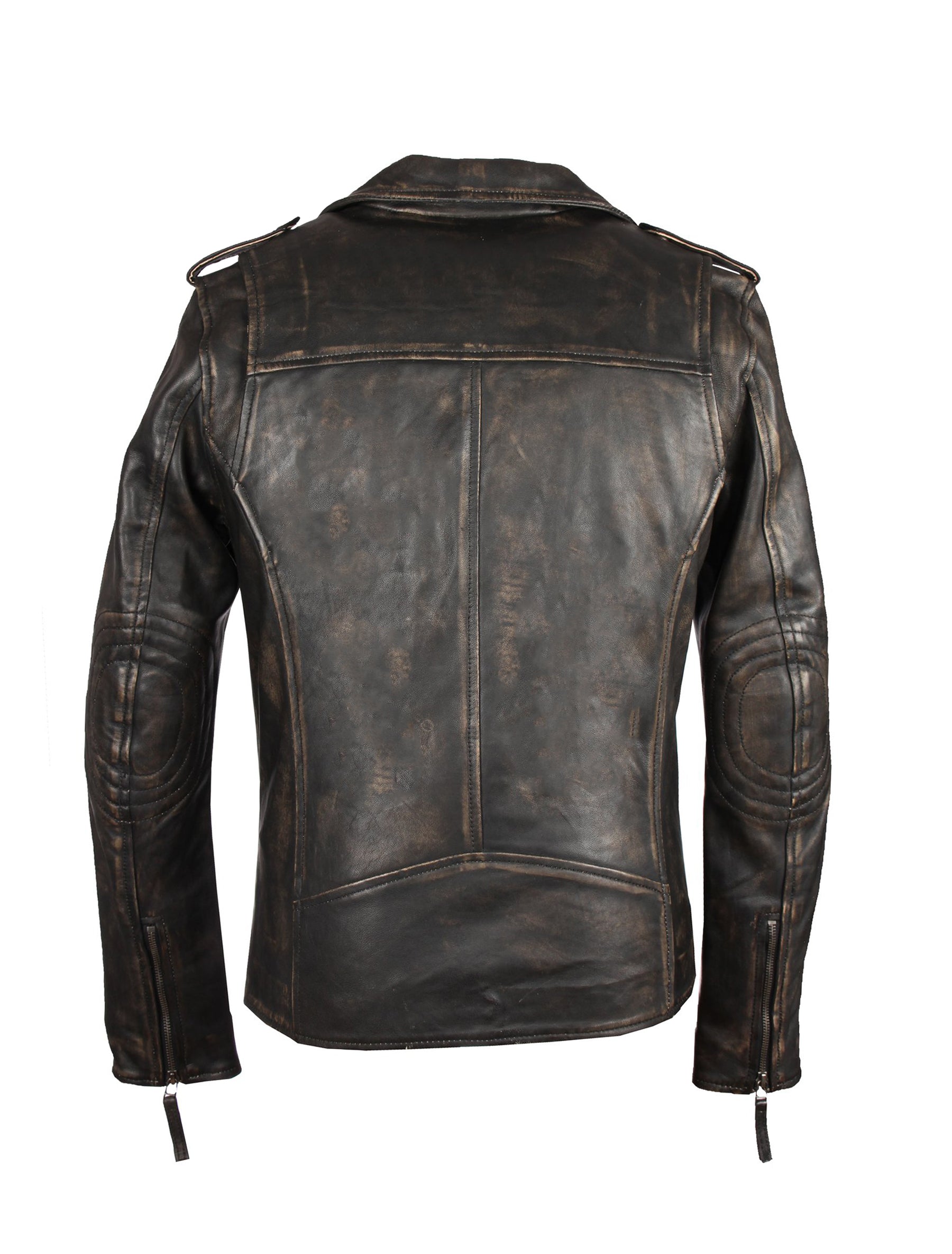 Biker Lederjacke im Vintage-Look aus Sheep Nappa - London in antik (black beige)