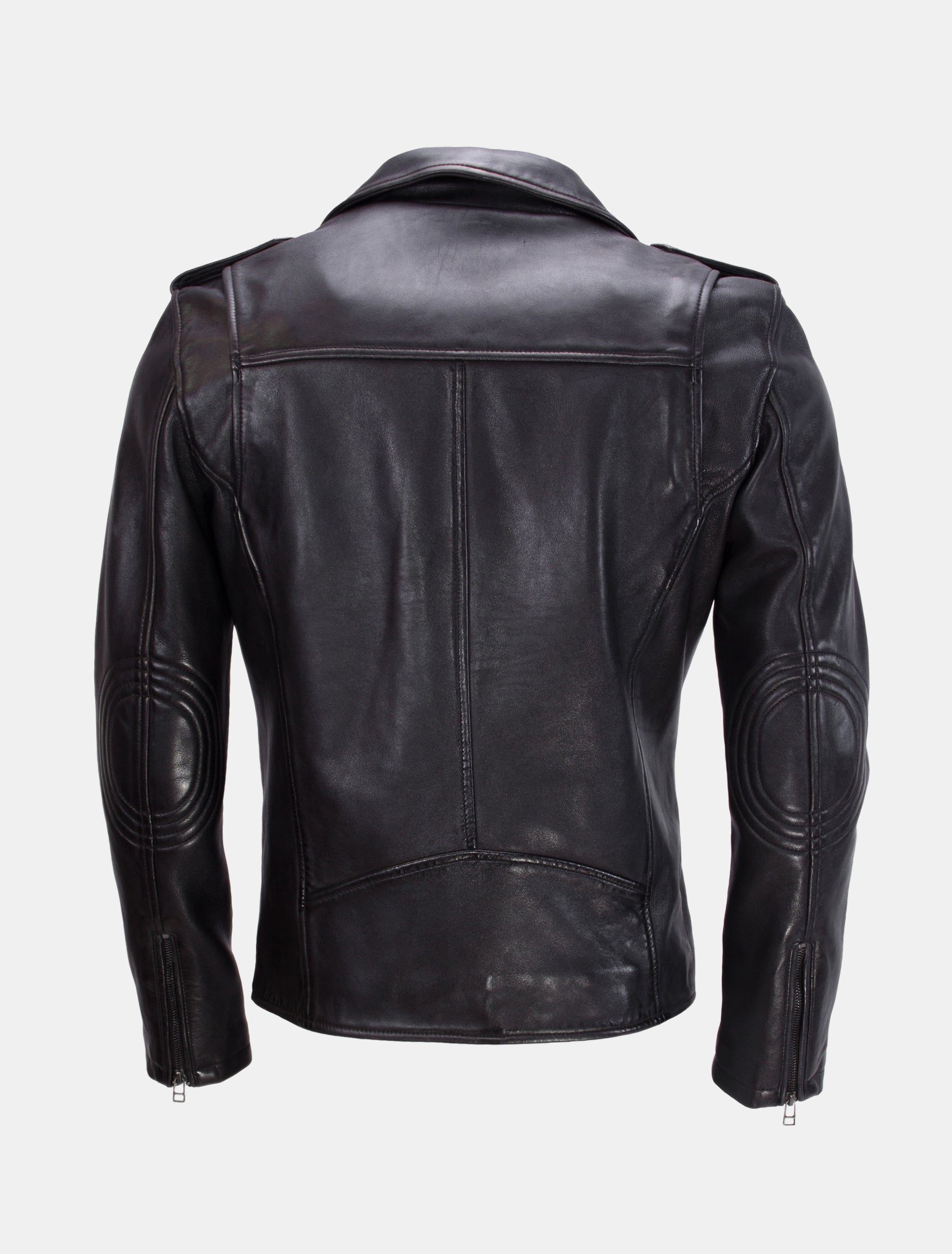 Biker Lederjacke im Vintage-Look aus Sheep Nappa - London in schwarz