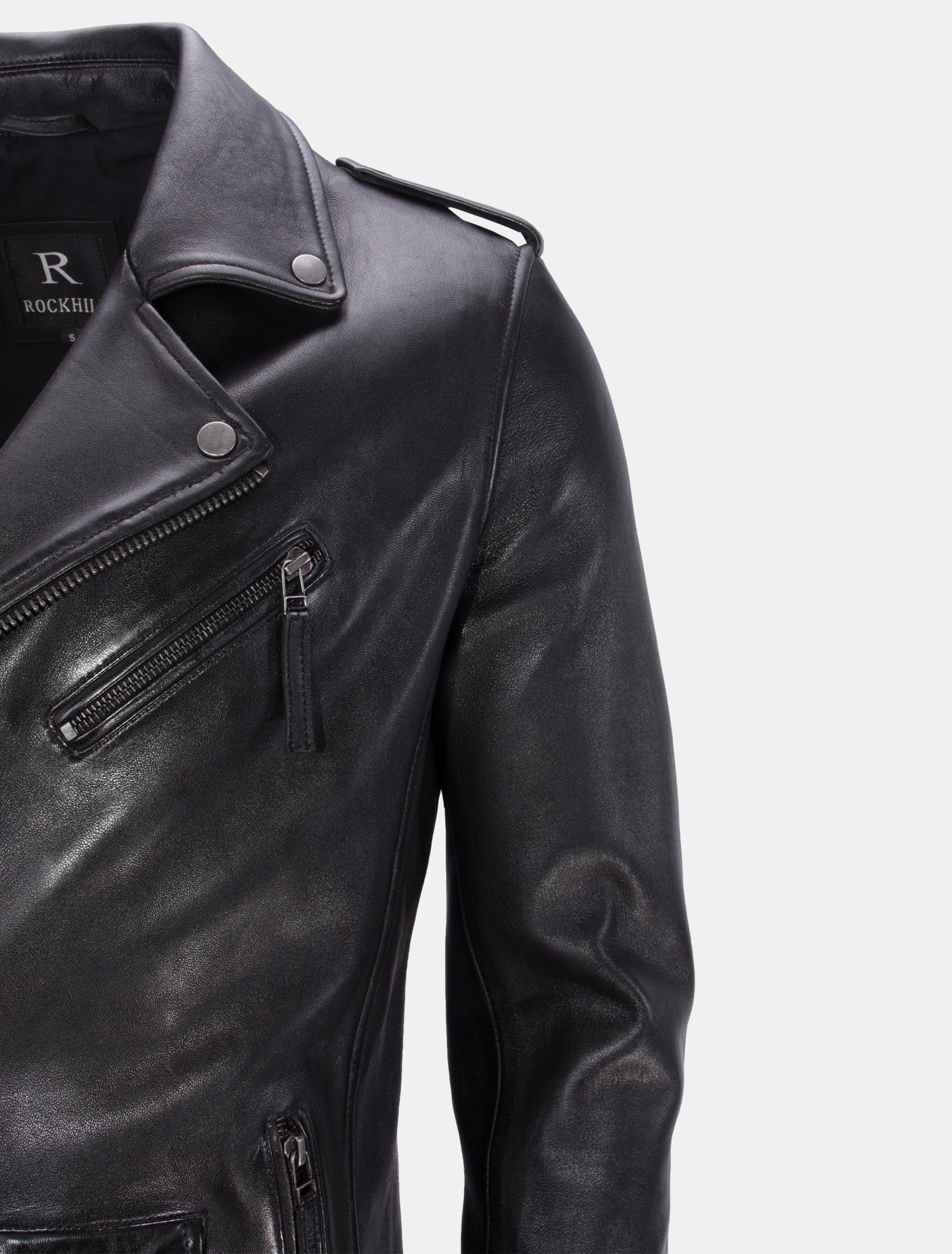 Biker Lederjacke im Vintage-Look aus Sheep Nappa - London in schwarz