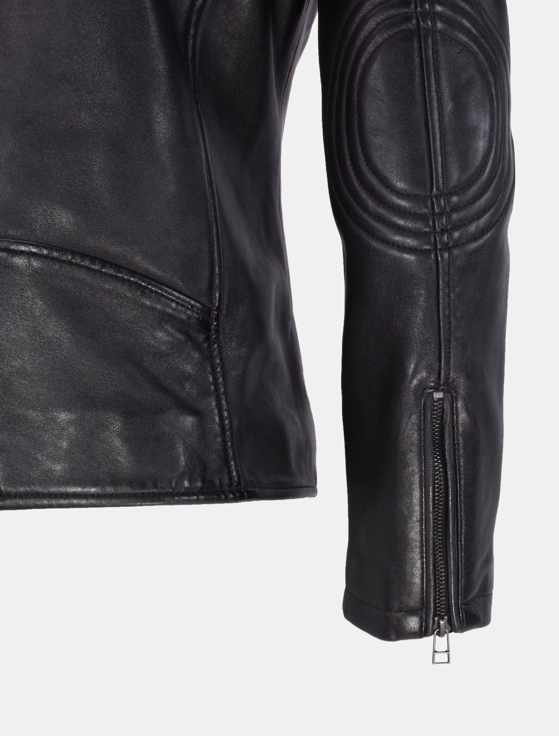 Biker Lederjacke im Vintage-Look aus Sheep Nappa - London in schwarz