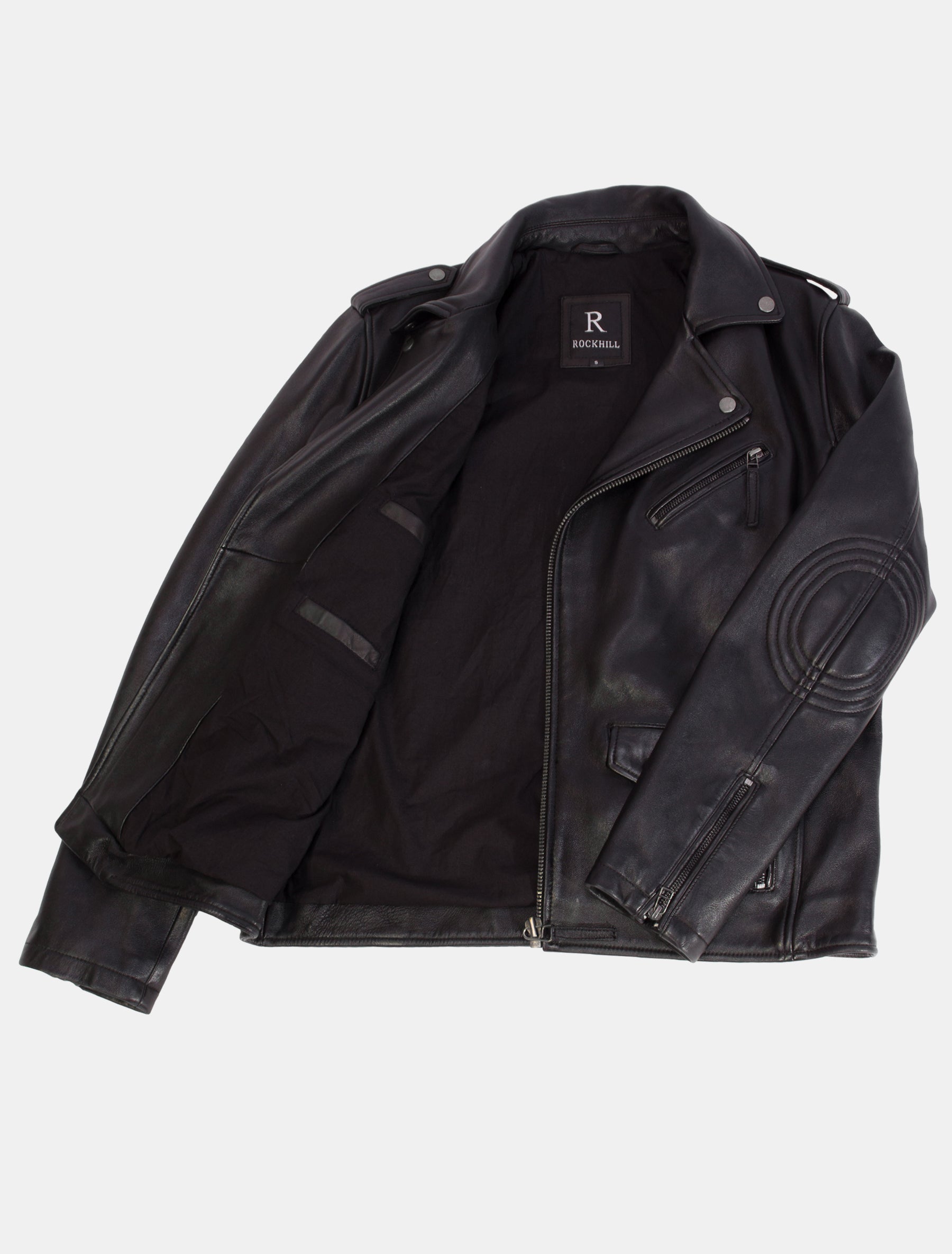 Biker Lederjacke im Vintage-Look aus Sheep Nappa - London in schwarz