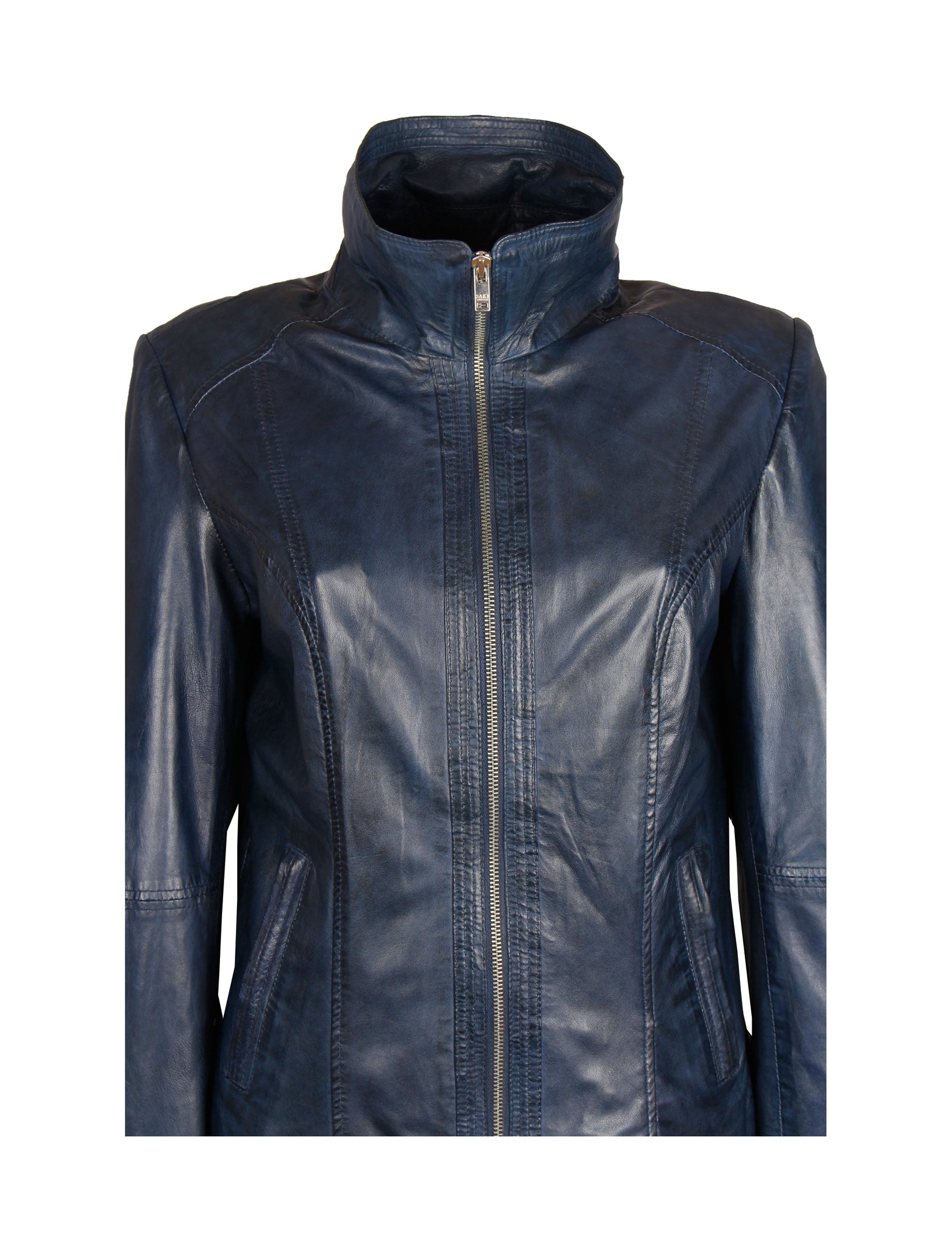 Damen Lederjacke von Saki - Bella in dunkelblau