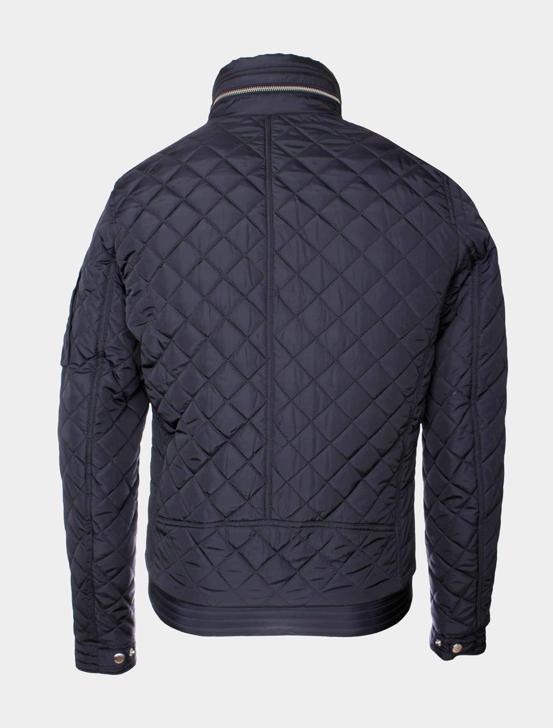 Herren textile Steppjacke mit Reißverschluss an Kragen und Brust - Knox in navy