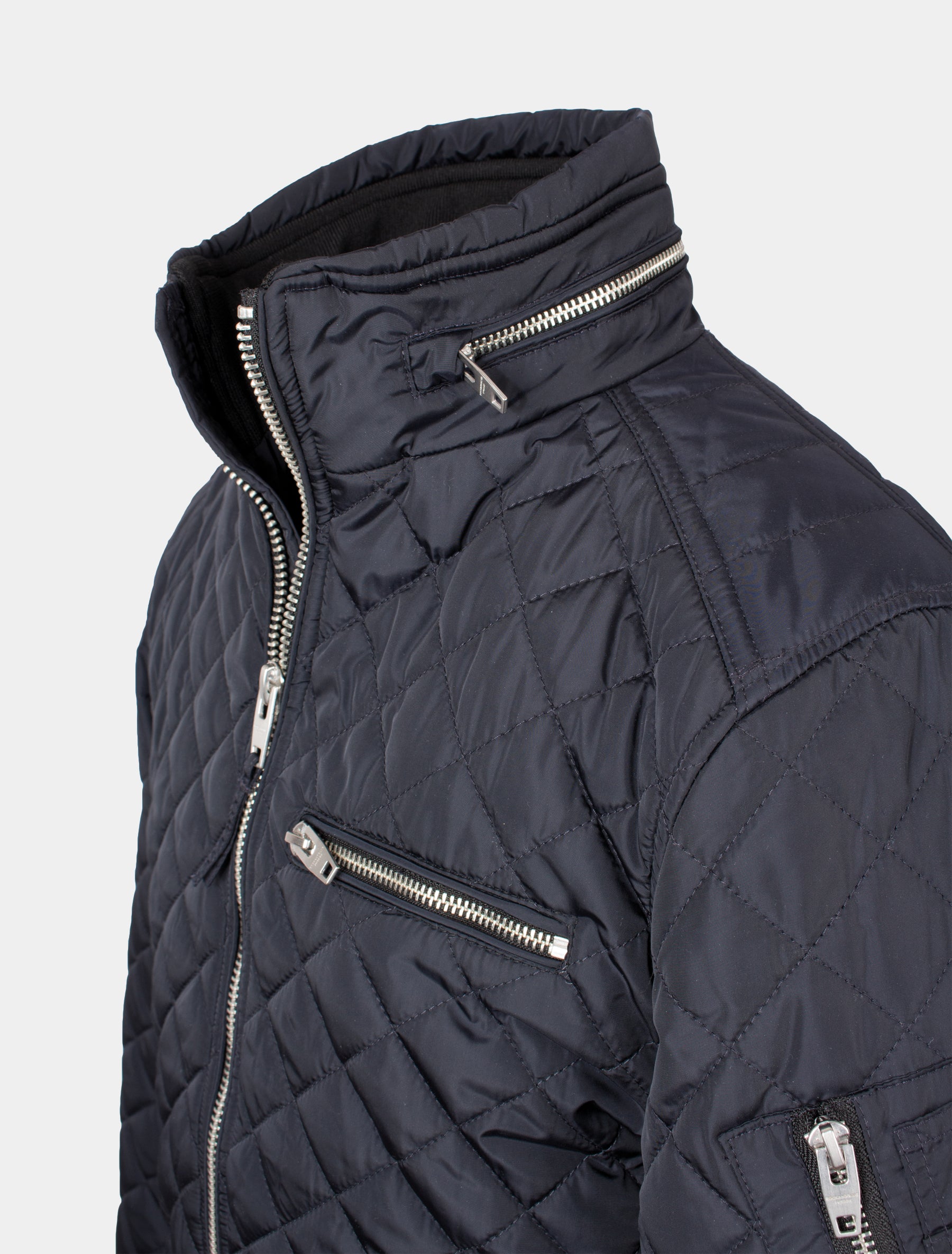 Herren textile Steppjacke mit Reißverschluss an Kragen und Brust - Knox in navy