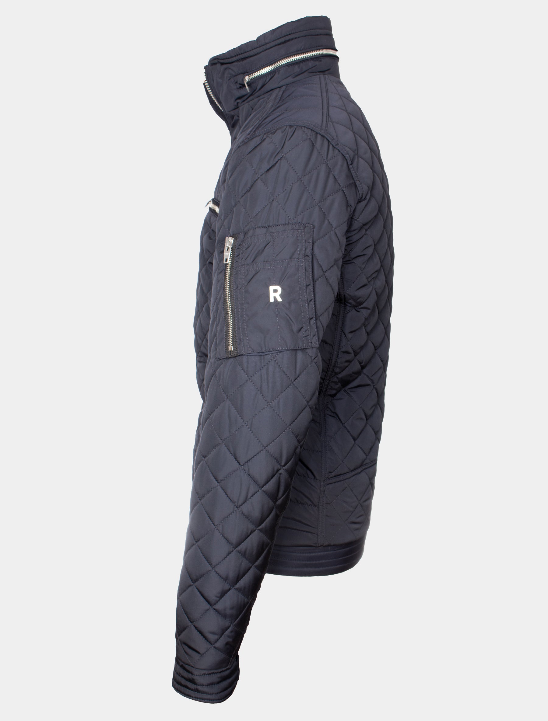 Herren textile Steppjacke mit Reißverschluss an Kragen und Brust - Knox in navy