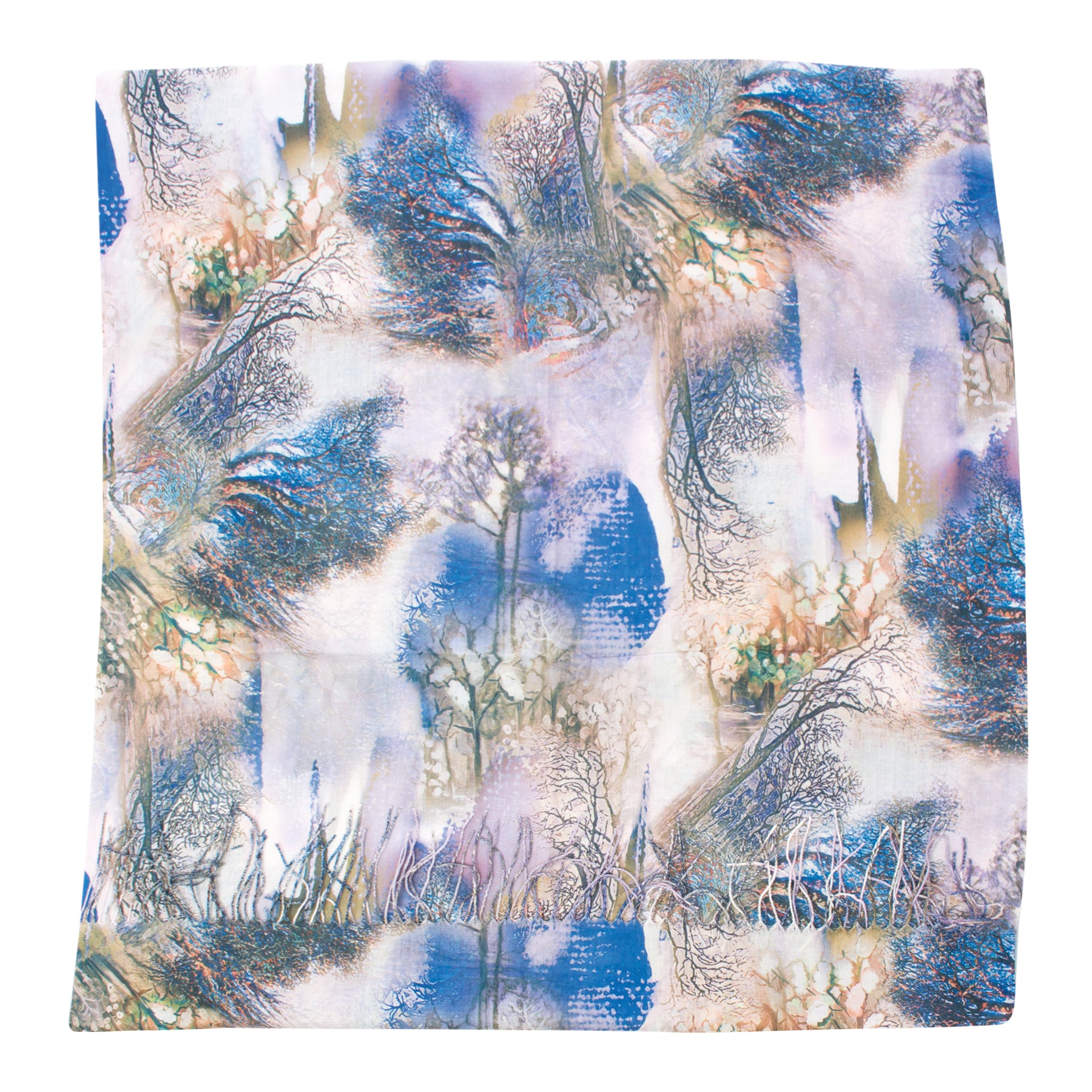 Damen Schal mit Natur Muster und Fransen - Maya S2 in flieder weiß