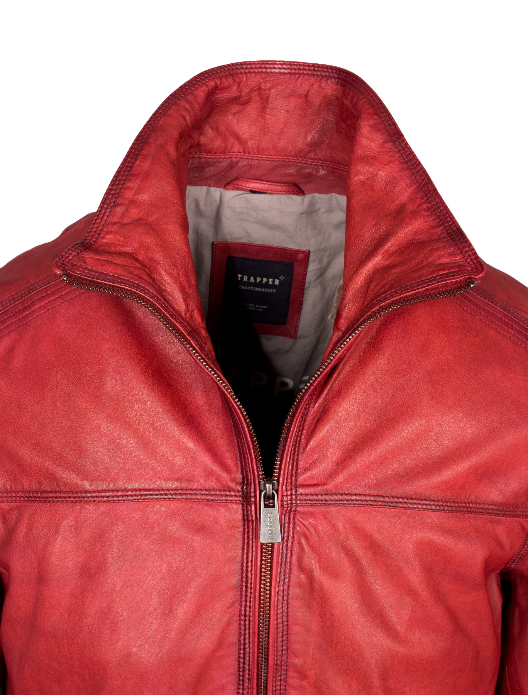 Herren Lederjacke im Washed Look von Trapper - Gary in dark red