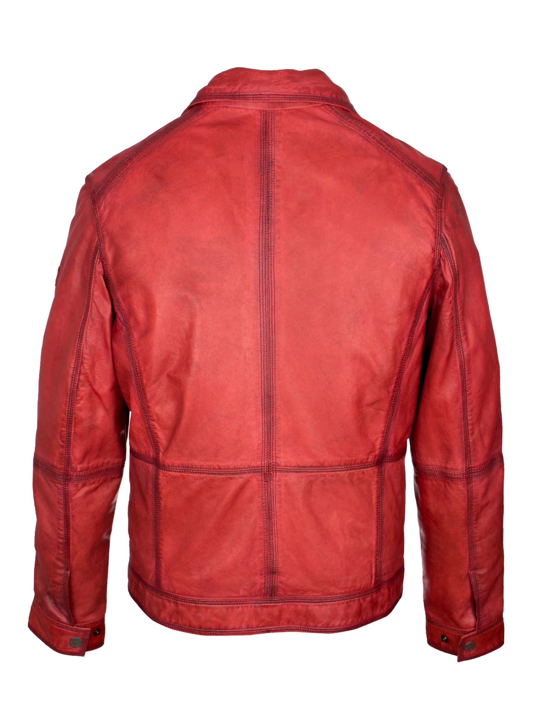 Herren Lederjacke im Washed Look von Trapper - Gary in dark red