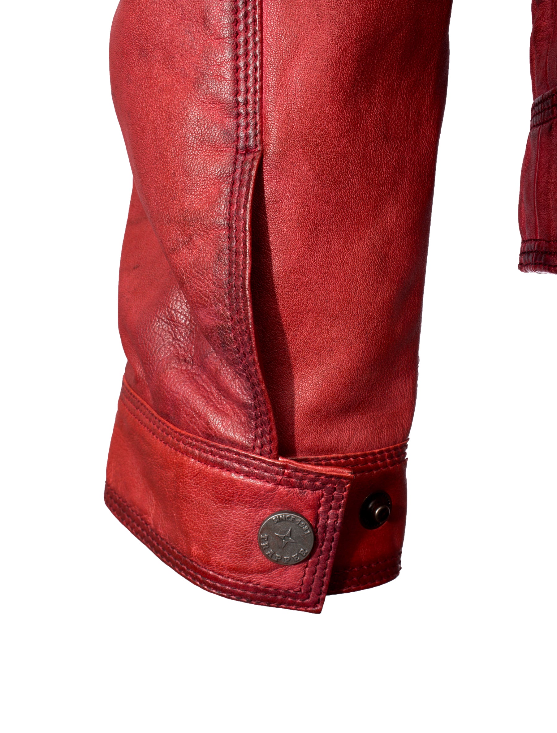 Herren Lederjacke im Washed Look von Trapper - Gary in dark red