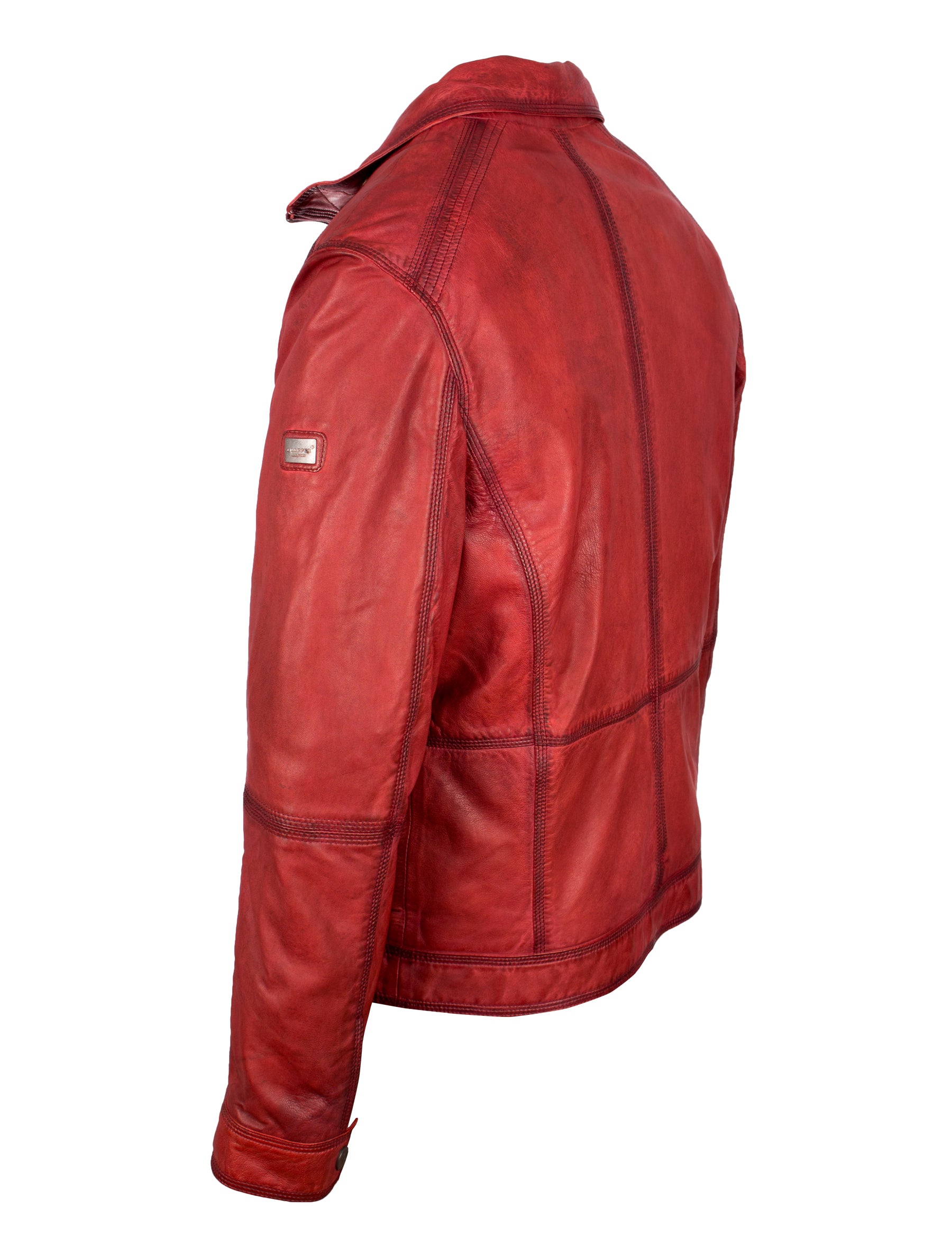 Herren Lederjacke im Washed Look von Trapper - Gary in dark red