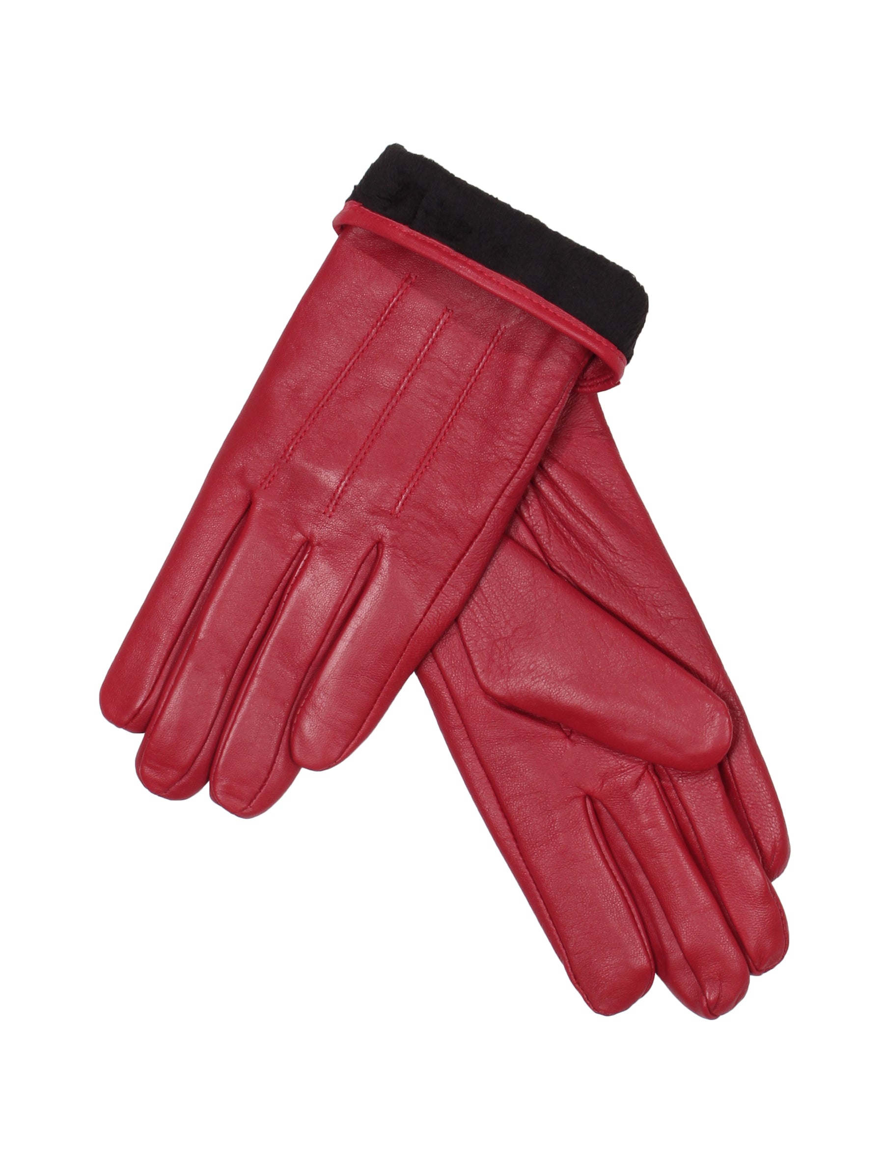 Damen Lederhandschuh mit Naht von Weikert - WLE 3507 in rot