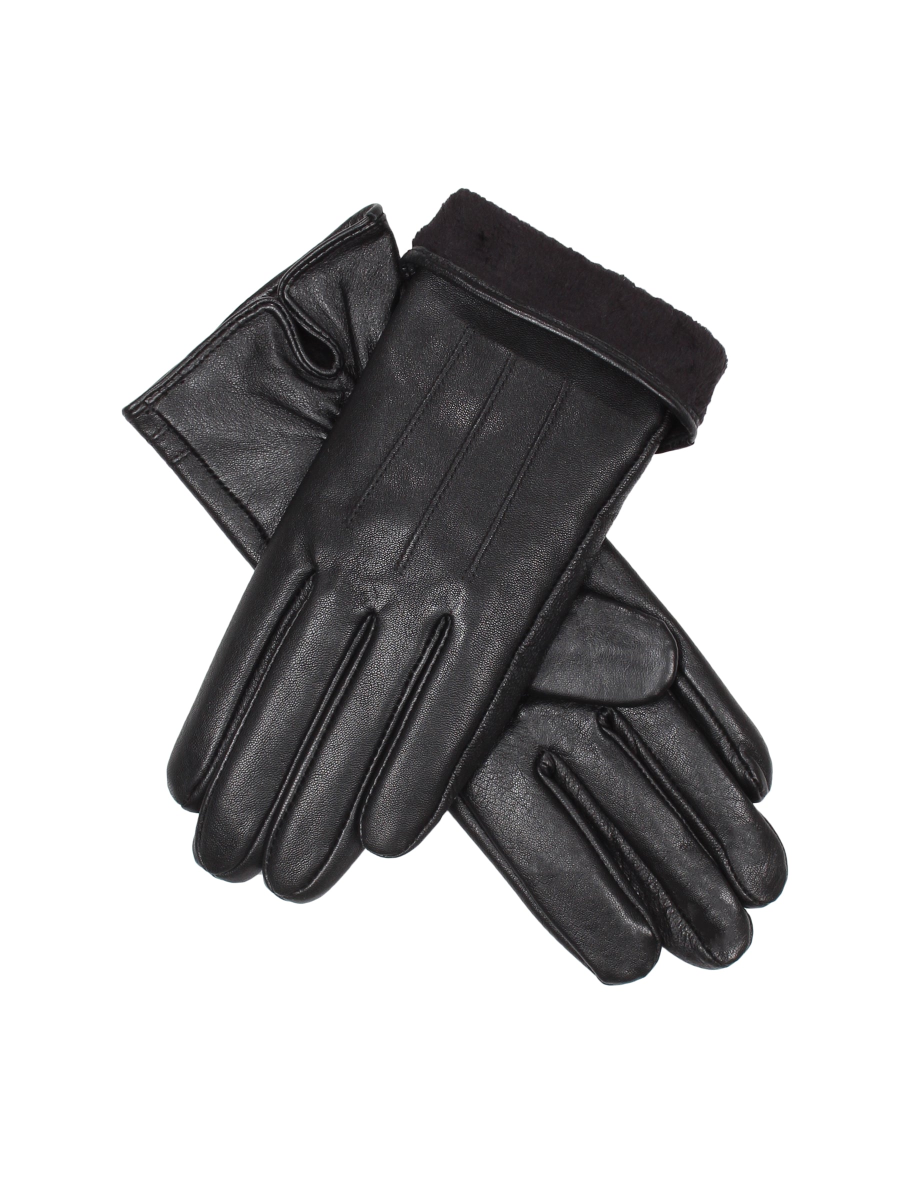 Damen Lederhandschuh mit Naht von Weikert - 3507 in schwarz