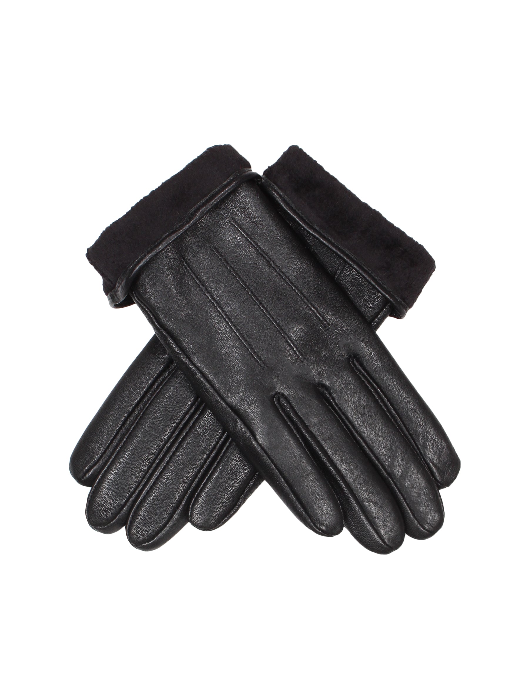 Damen Lederhandschuh mit Naht von Weikert - 3507 in schwarz