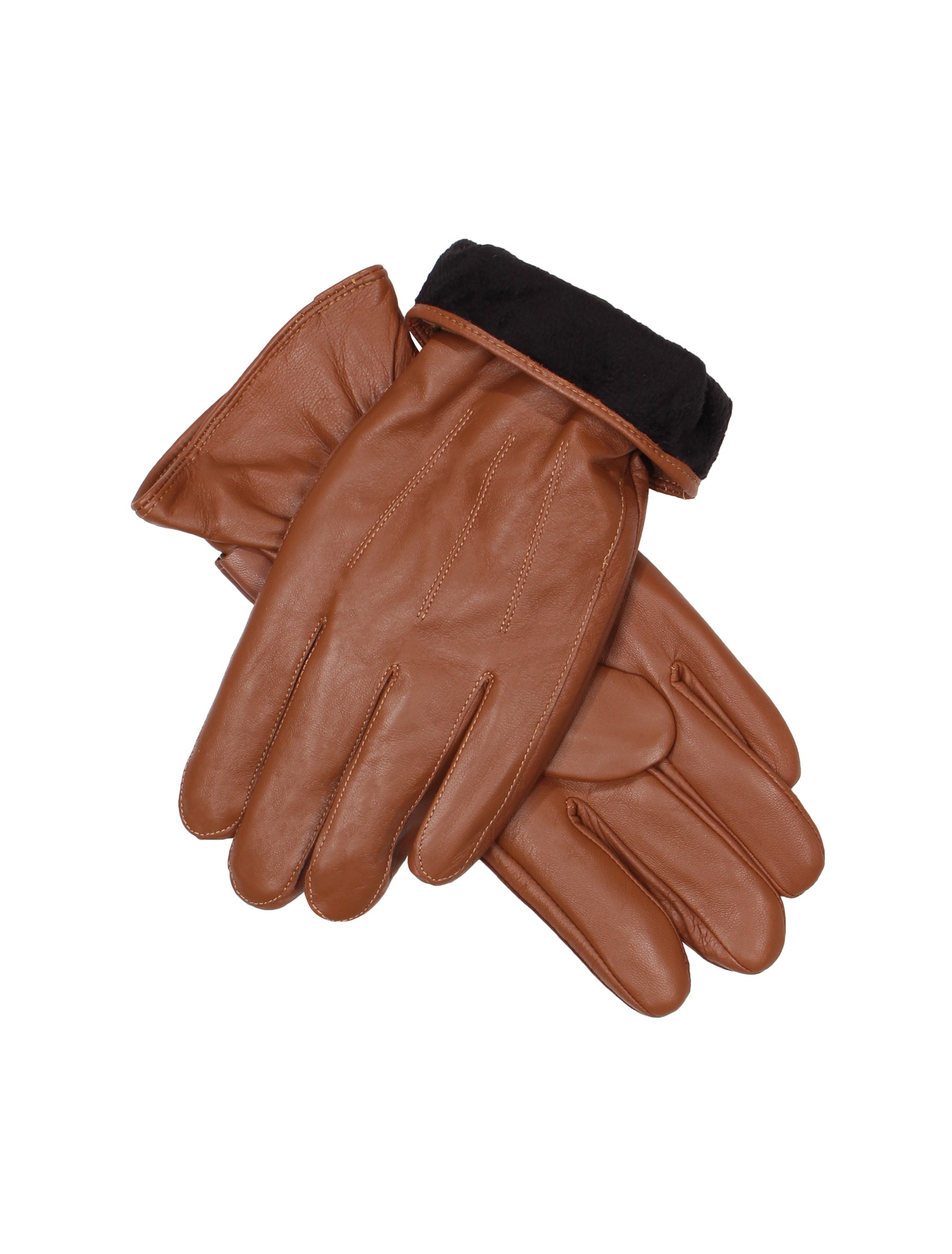 Herren Lederhandschuh mit Naht und Riegel - 1006 in cognac