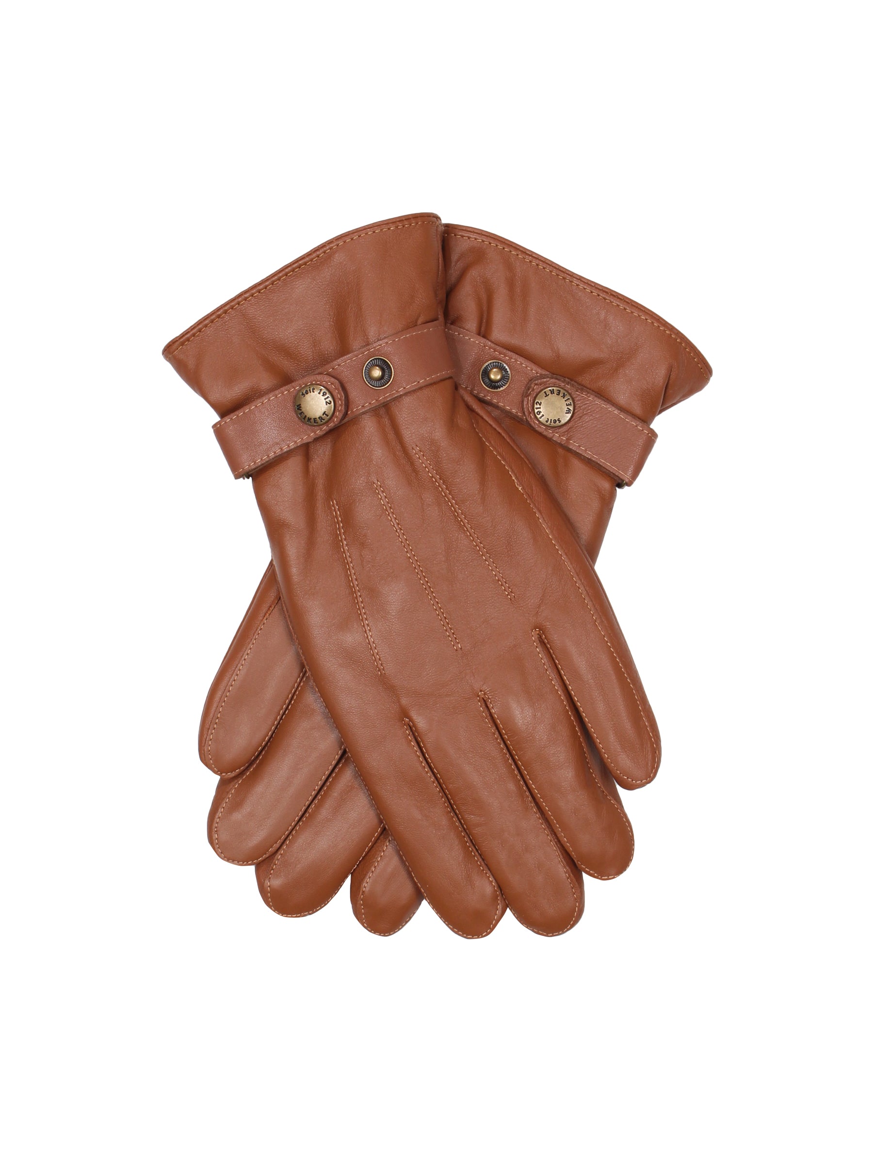 Herren Lederhandschuh mit Naht und Riegel - 1006 in cognac