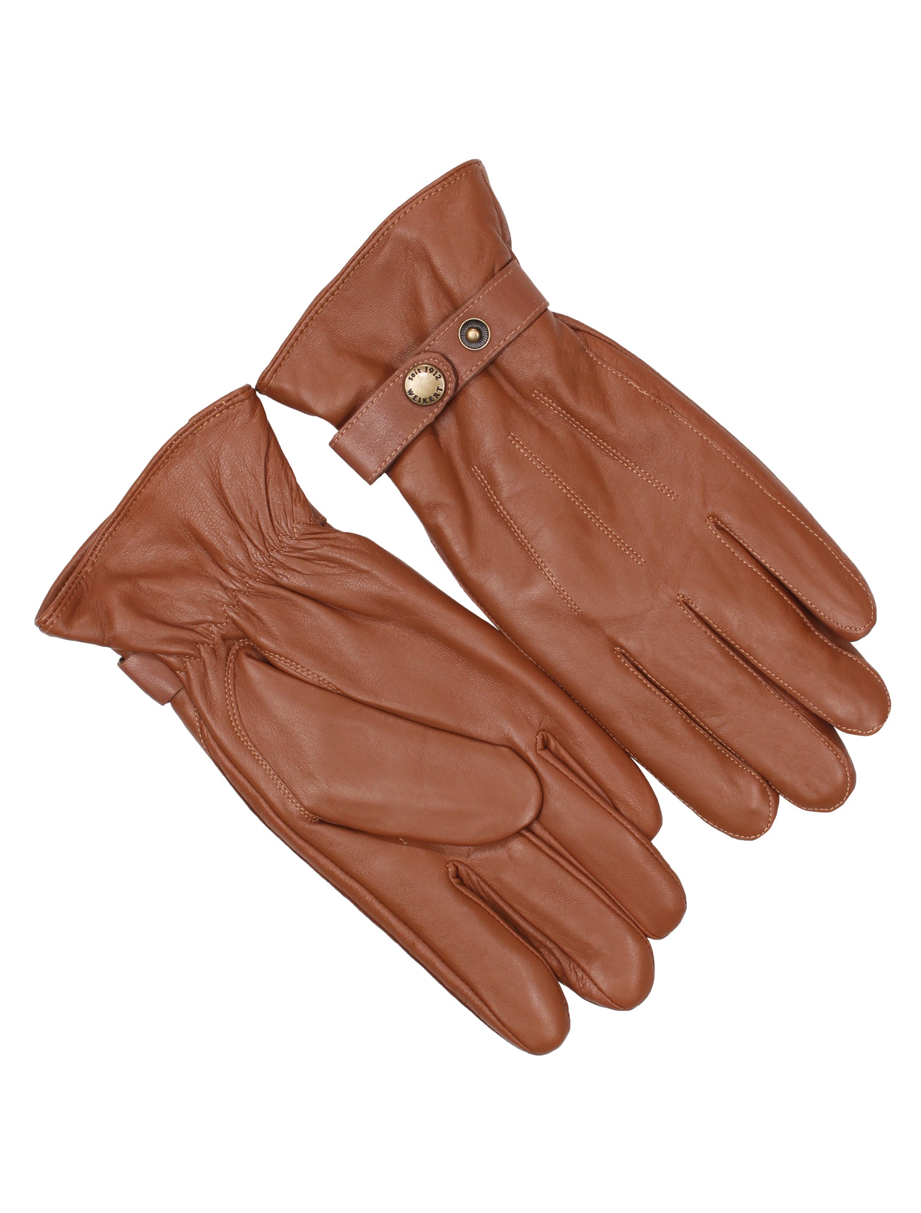 Herren Lederhandschuh mit Naht und Riegel - 1006 in cognac