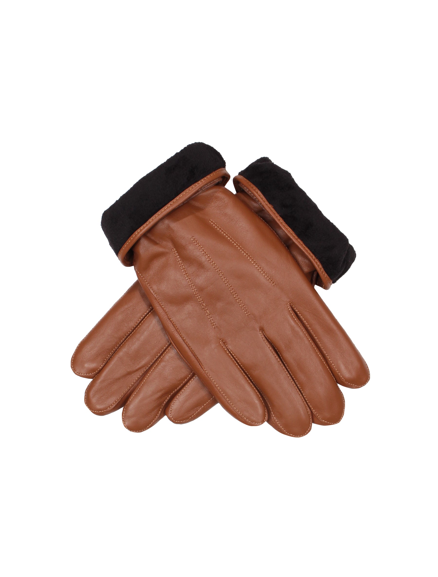 Herren Lederhandschuh mit Naht und Riegel - 1006 in cognac