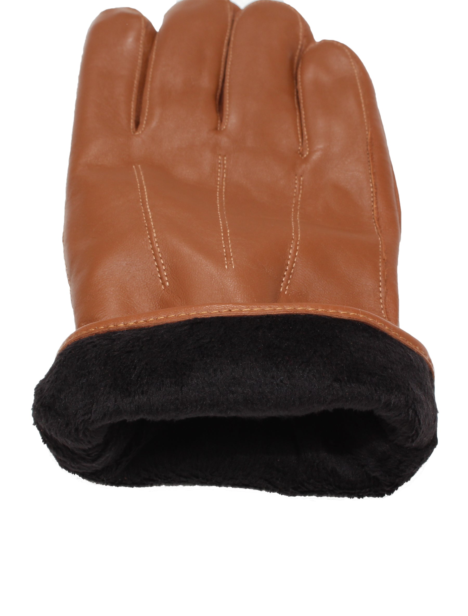 Herren Lederhandschuh mit Naht und Riegel - 1006 in cognac