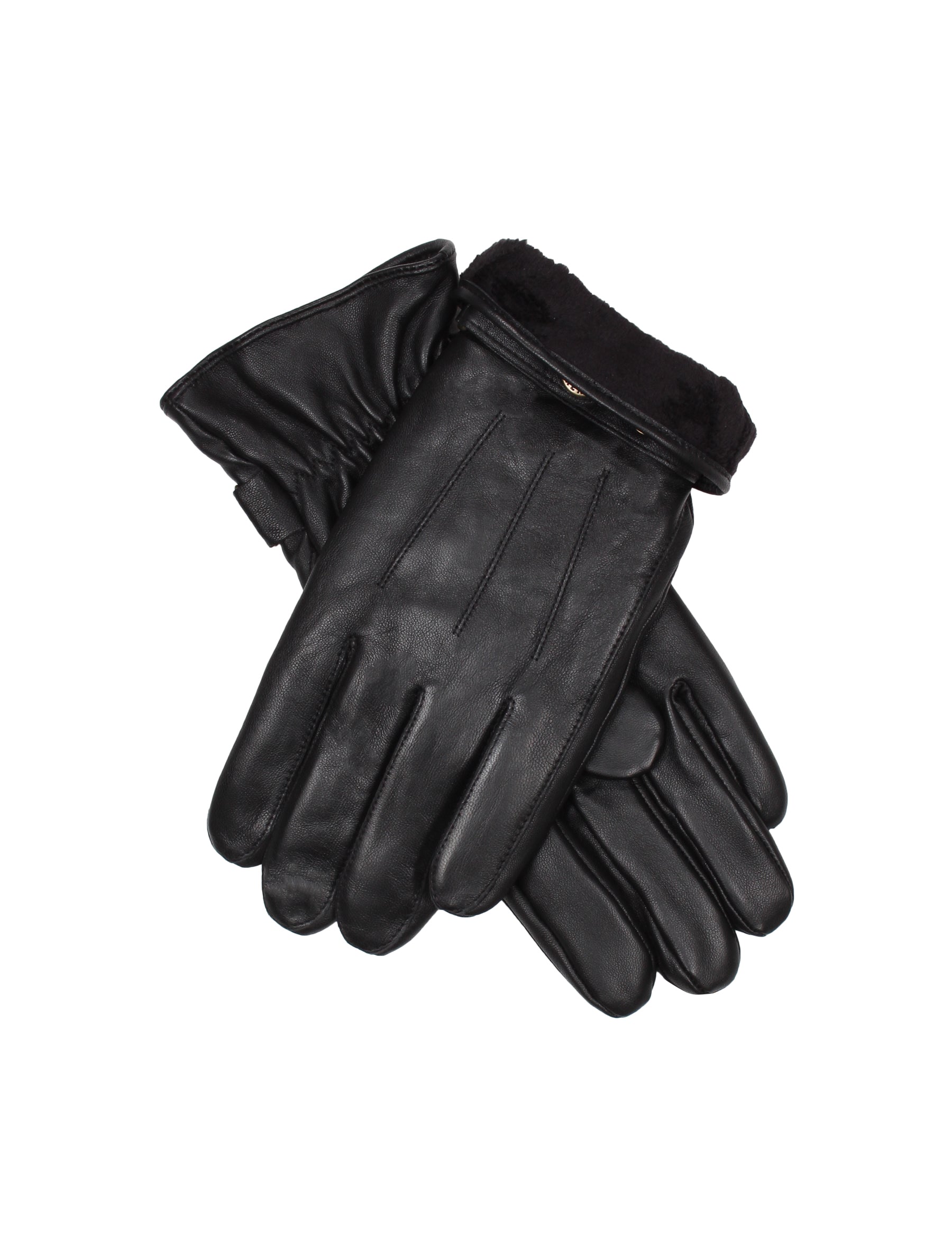 Herren Lederhandschuh mit Naht und Riegel - 1006 in schwarz