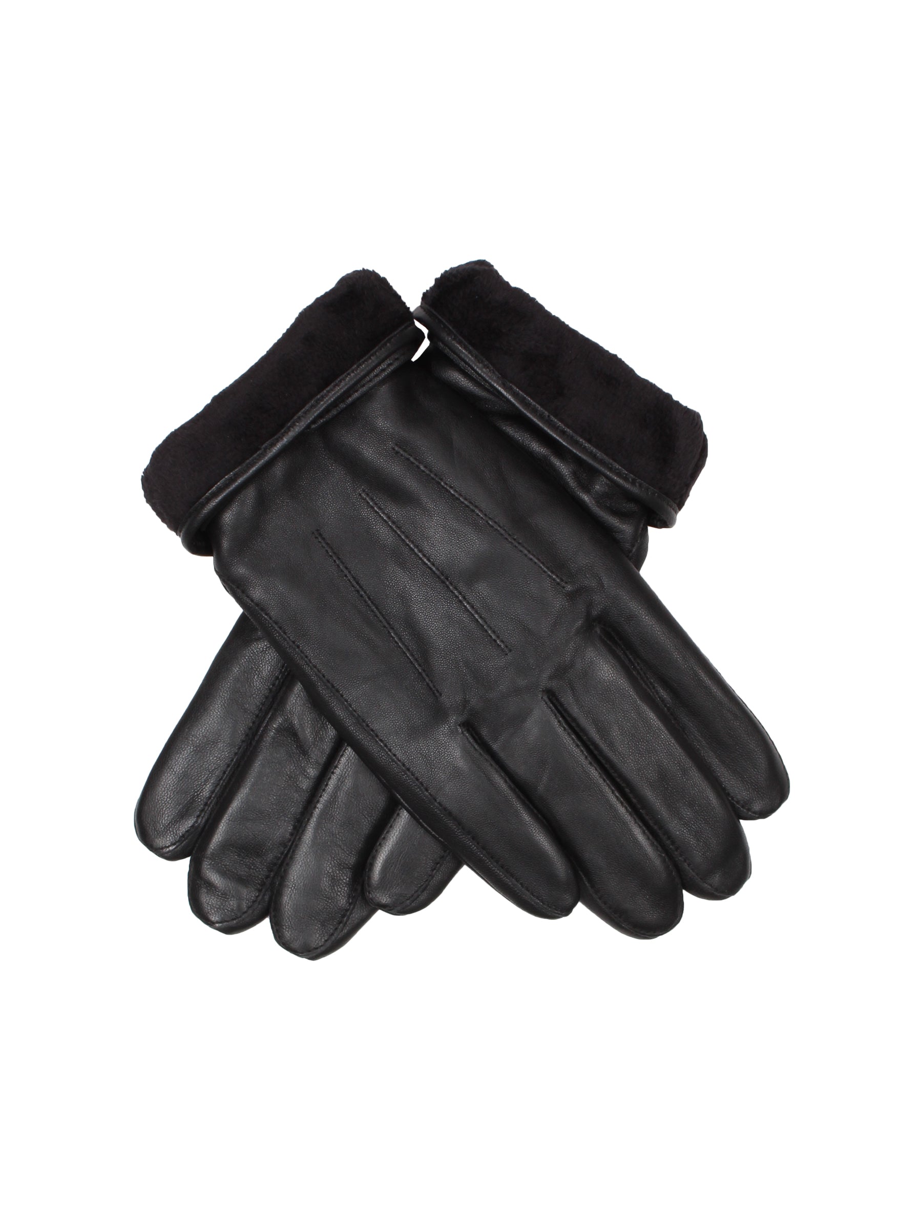 Herren Lederhandschuh mit Naht und Riegel - 1006 in schwarz