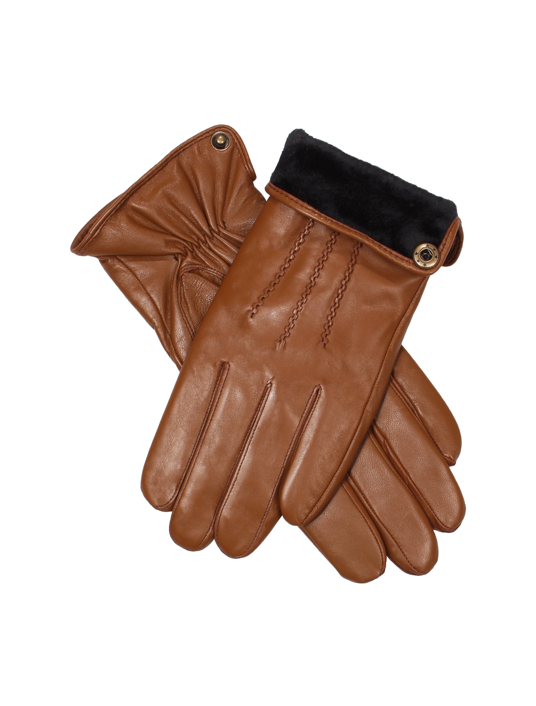 Herren Lederhandschuh aus Lamm mit Naht - 17064 in cognac