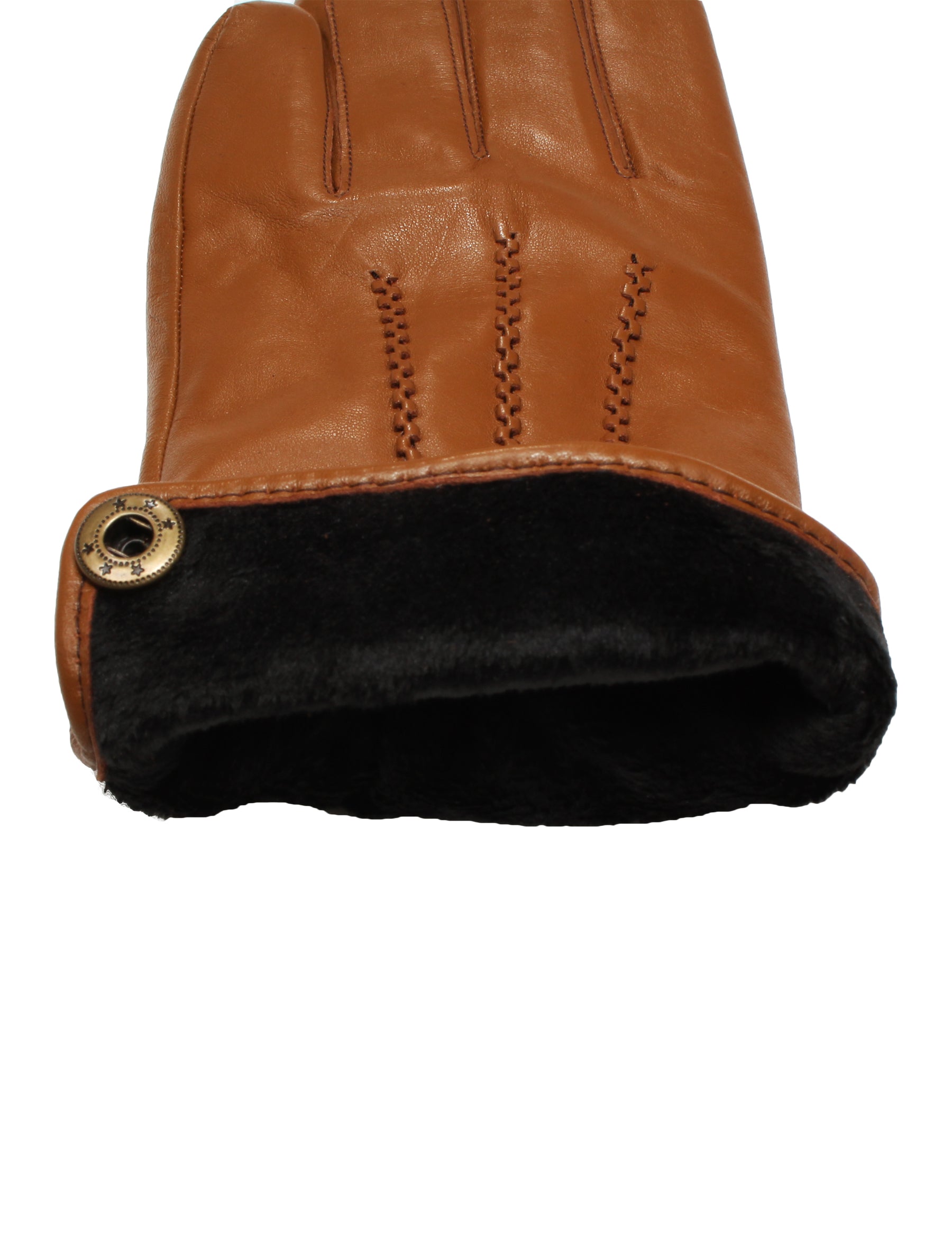 Herren Lederhandschuh aus Lamm mit Naht - 17064 in cognac