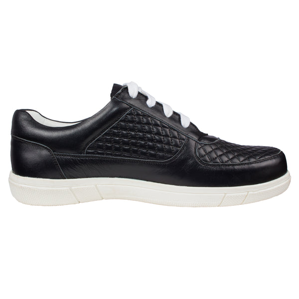 Herren Leder Sneaker Schuhe aus Echtleder Lederschuhe mit Steppung - Neo12 in schwarz