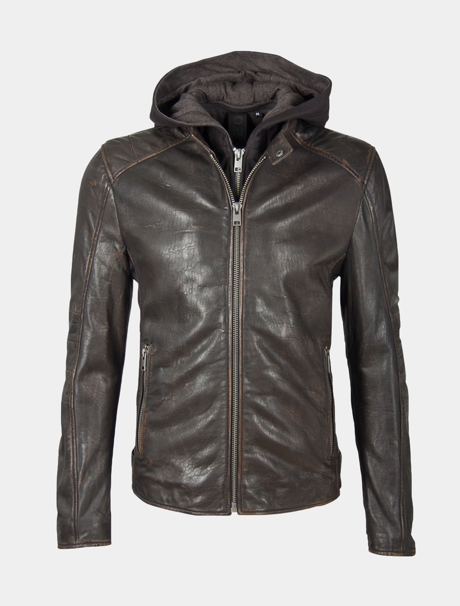 Bikerjacke Gipsy Lederjacke Blau Herren Kapuze Biker Lederjacke